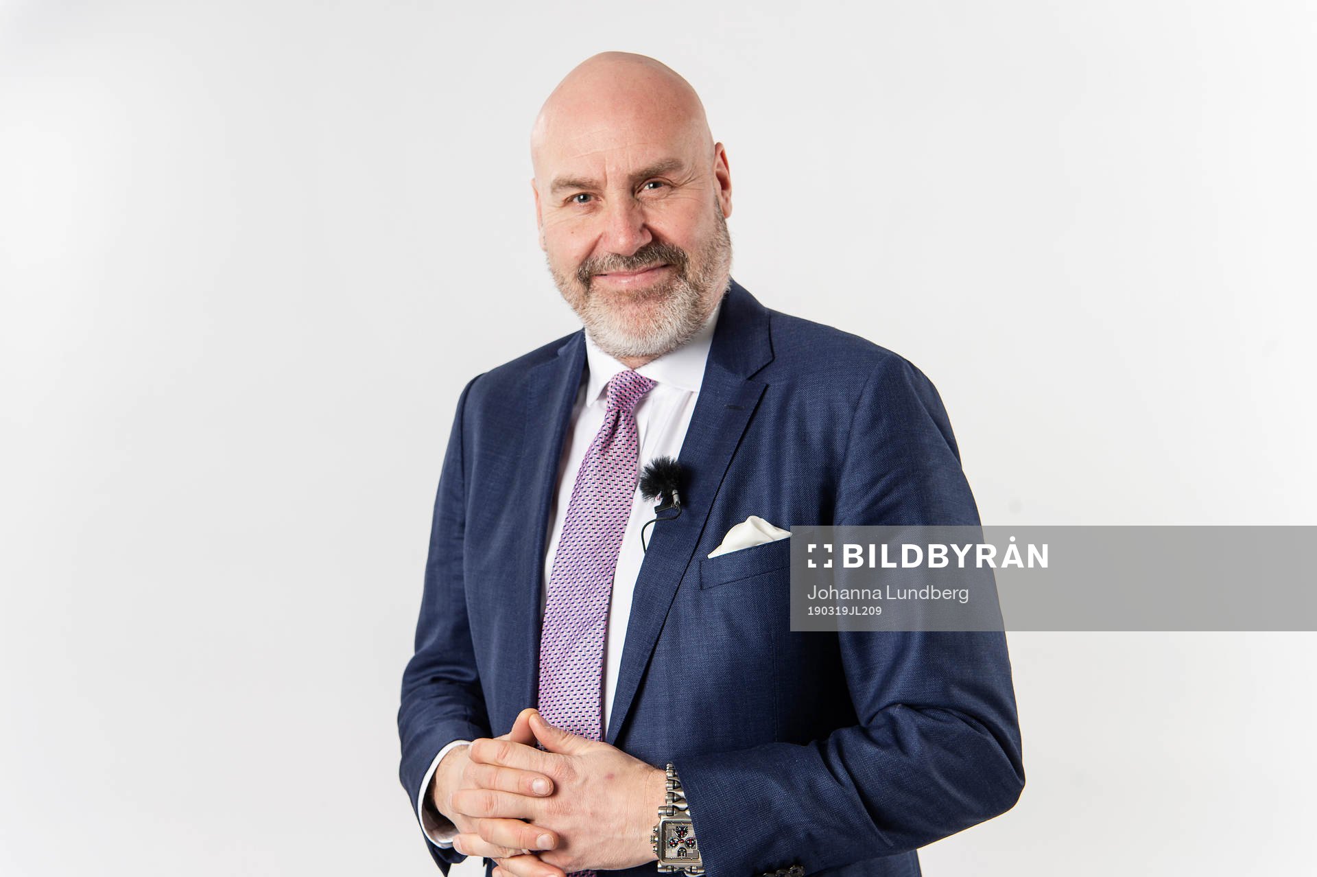 Niklas Holmgren, Cmore, poserar för ett porträtt under fotbollsallsvenskans upptaktsträff den 19 mars 2019 i Stockholm.
