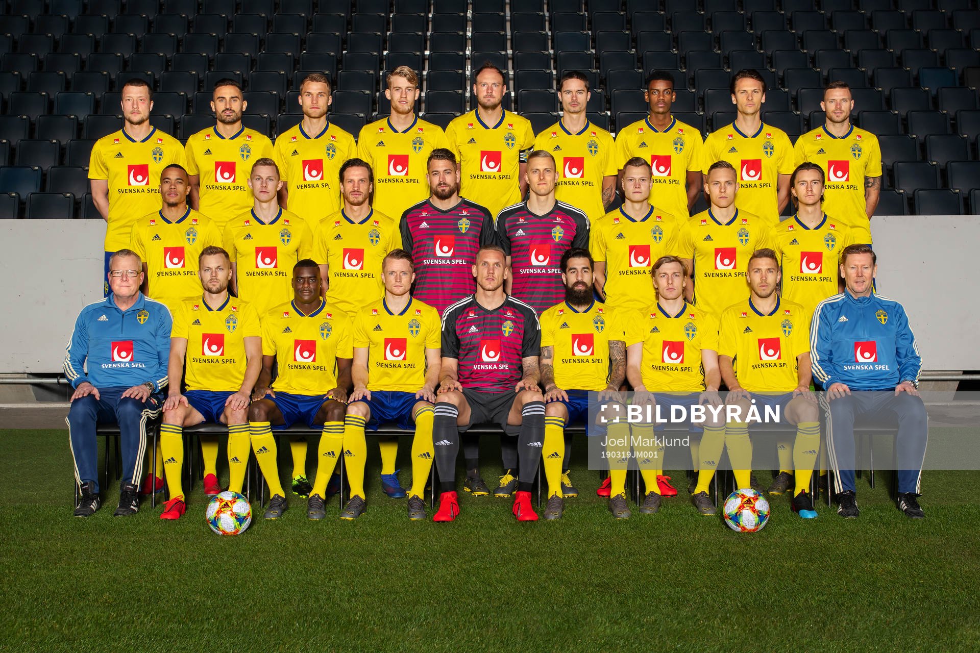 Players and coaching staff of the Swedish national football