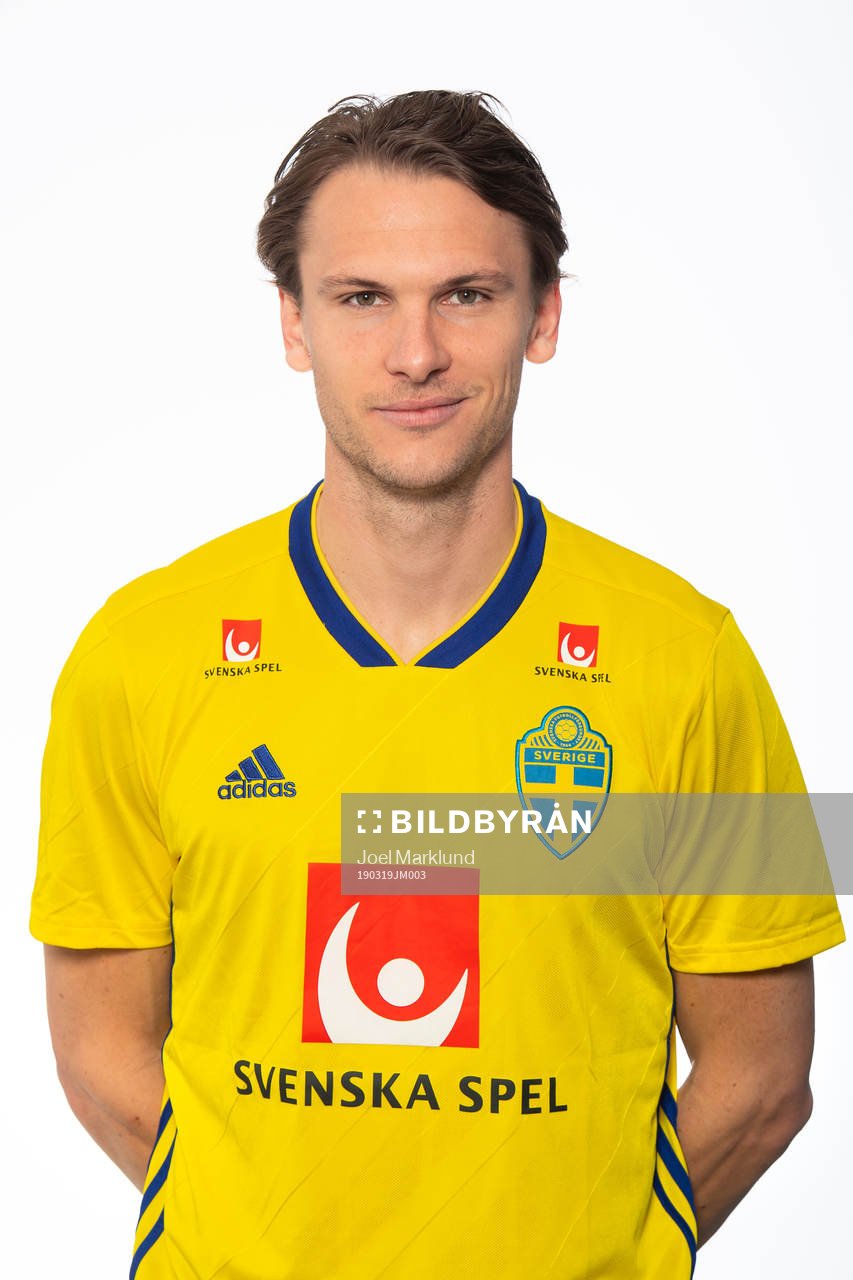 Albin Ekdal of the Swedish national football team poses for