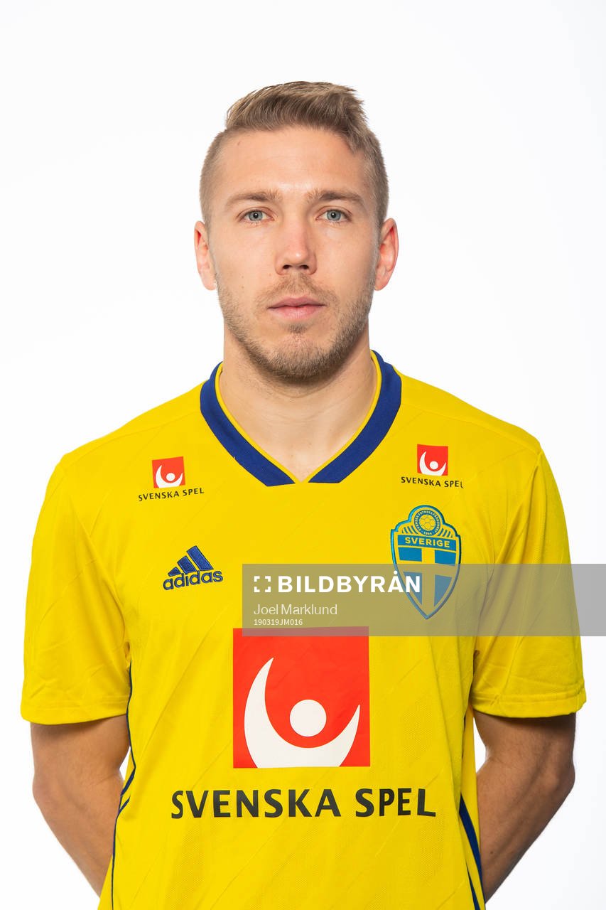 Anton Tinnerholm of the Swedish national football team poses for a portrait on March 19, 2019 in Stockholm.