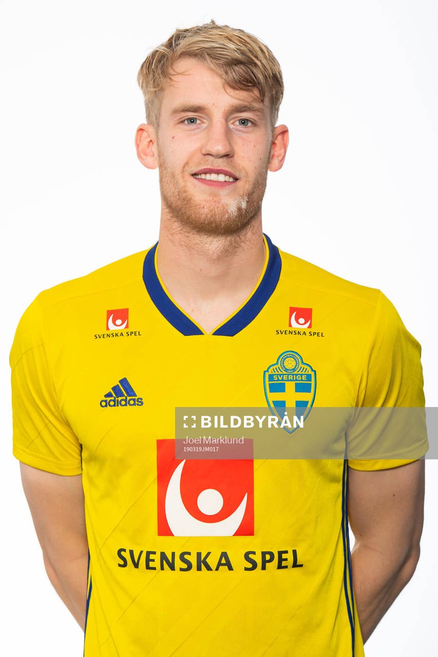 Filip Helander of the Swedish national football team poses