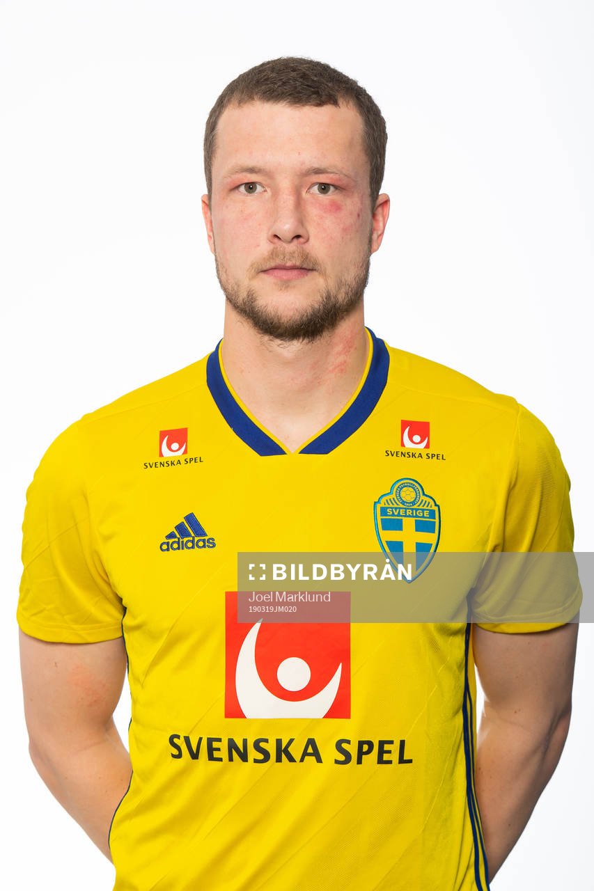 Jakob Johansson of the Swedish national football team poses