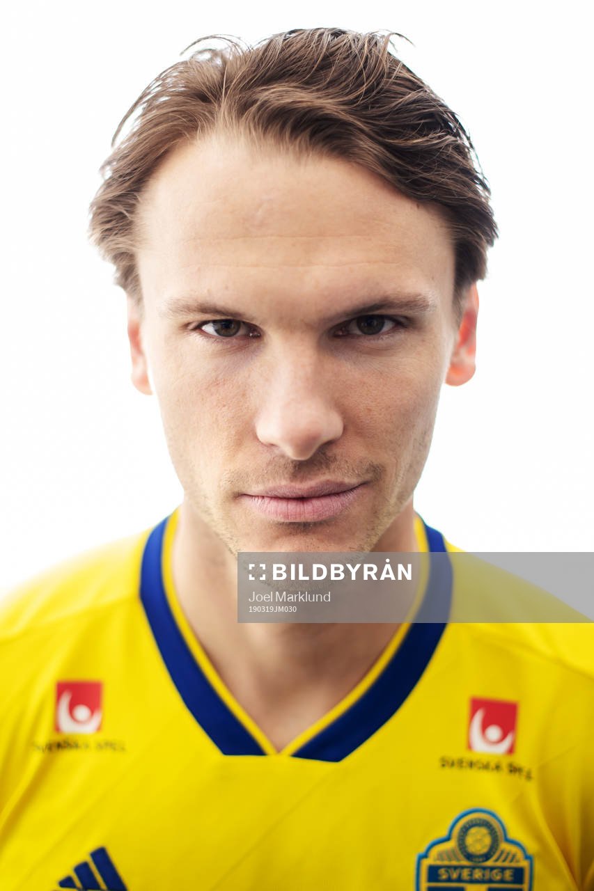 Albin Ekdal of the Swedish national football team poses for