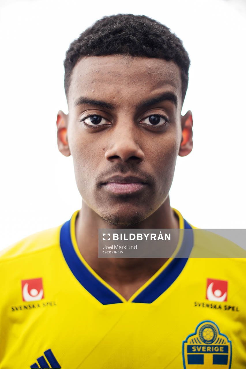 Alexander Isak of the Swedish national football team poses