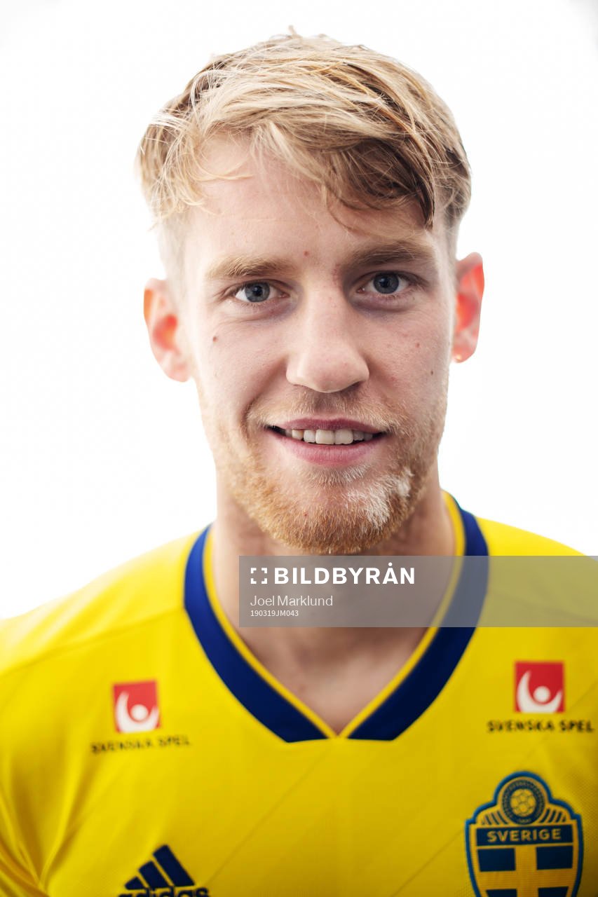 Filip Helander of the Swedish national football team poses