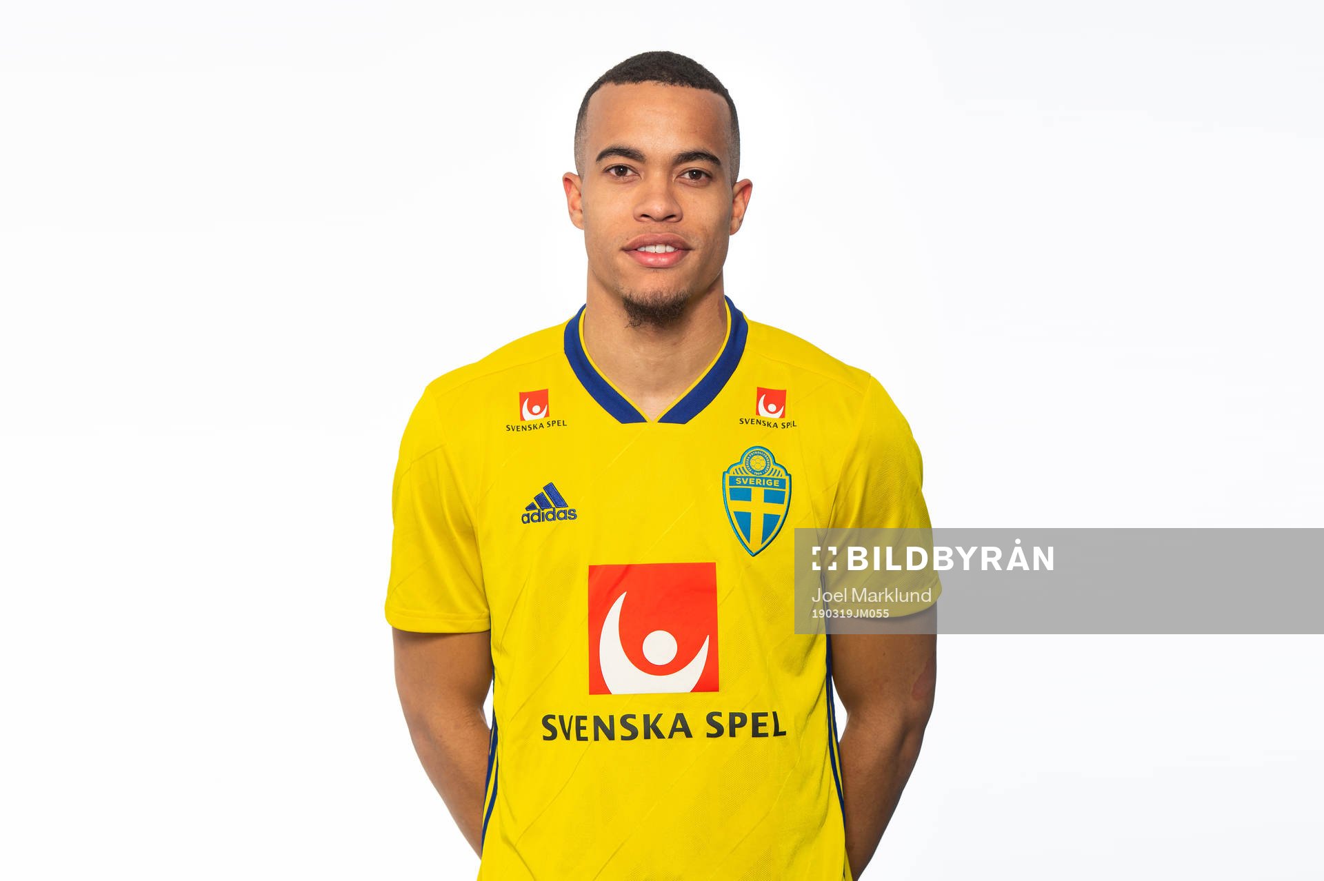 Robin Quaison of the Swedish national football team poses