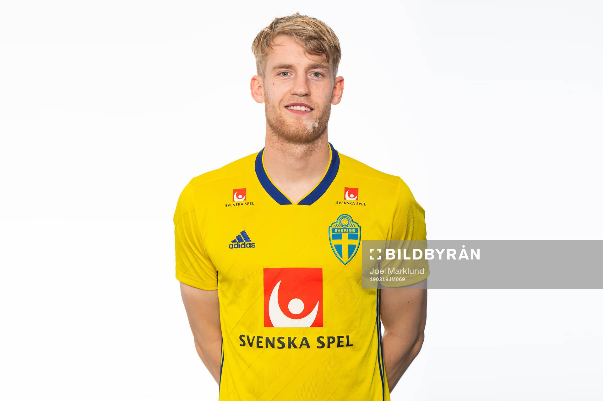 Filip Helander of the Swedish national football team poses