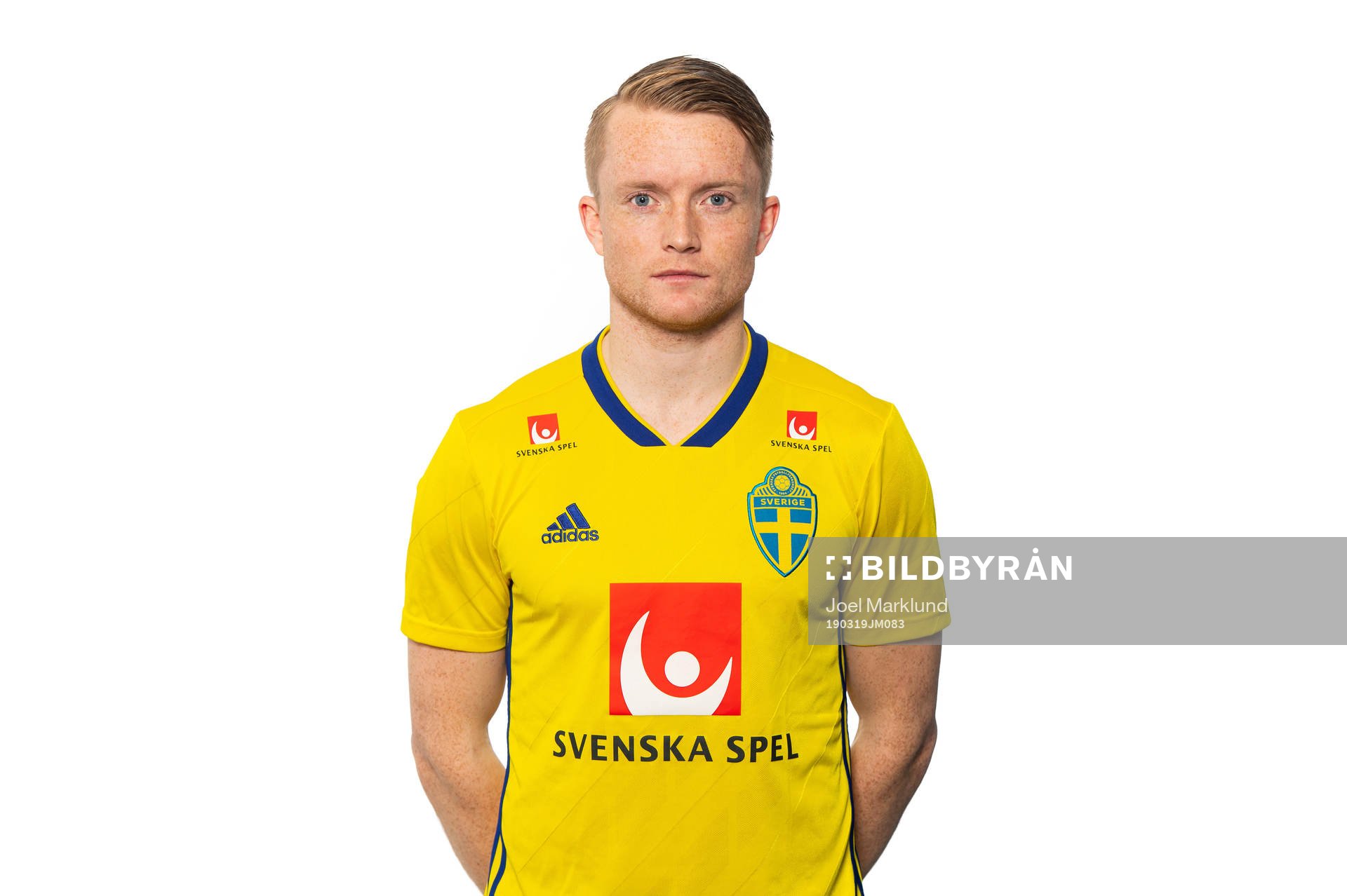 Sam Larsson of the Swedish national football team poses for
