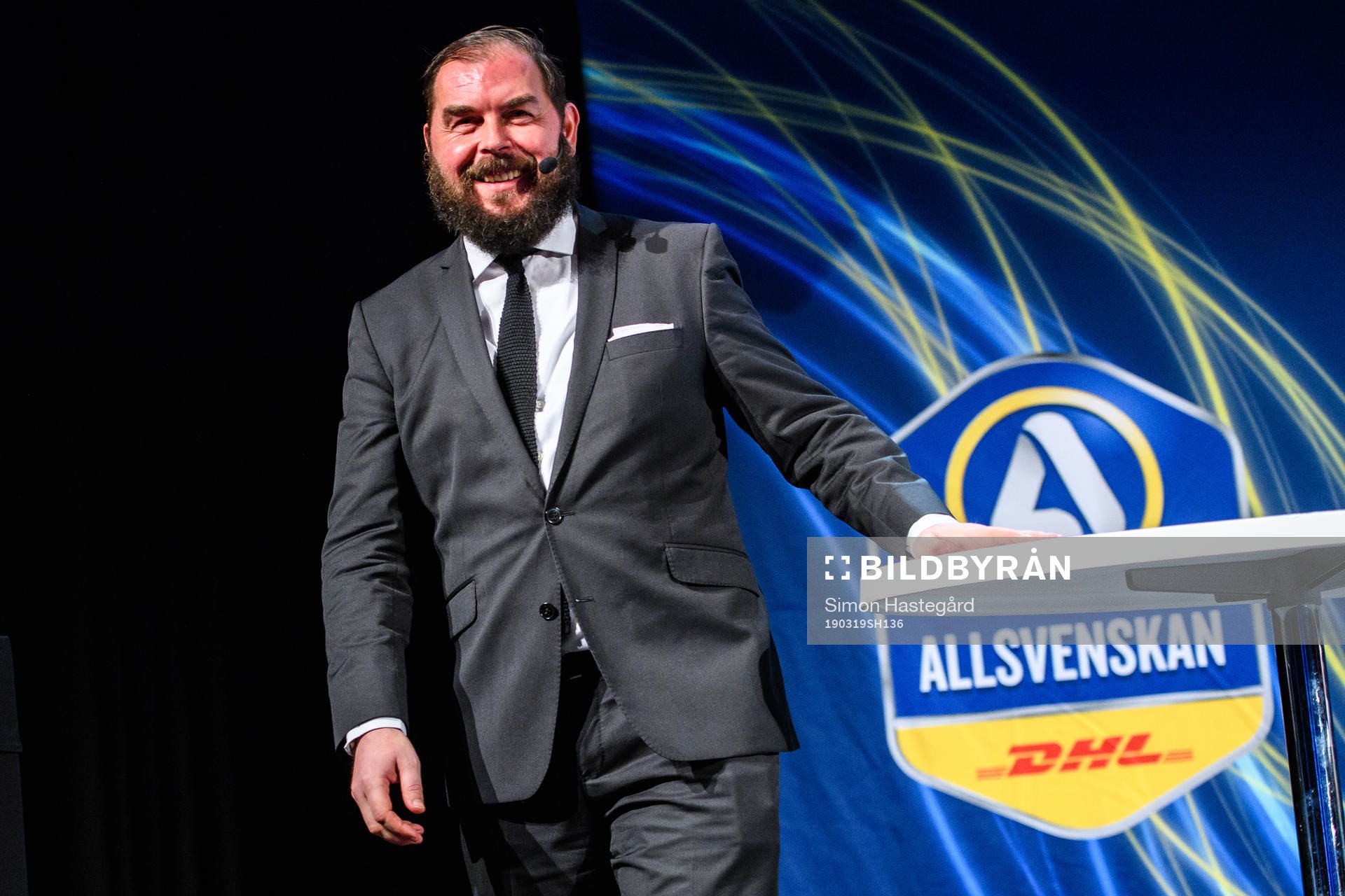 Alexander Axén under fotbollsallsvenskans upptaktsträff den 19 mars 2019 i Stockholm.