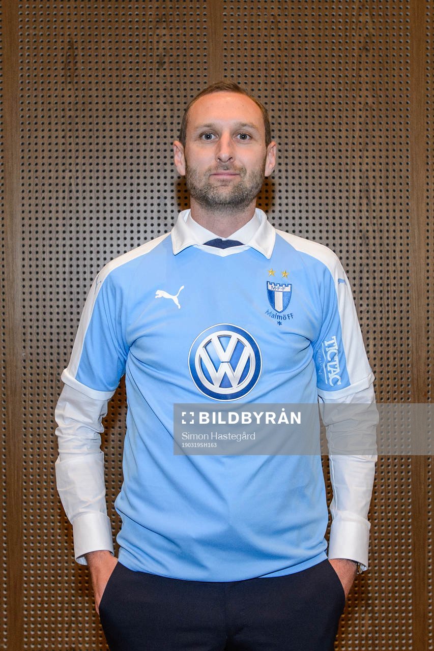 Malmö FFs assisterande tränare Andreas Georgson under fotbollsallsvenskans upptaktsträff den 19 mars 2019 i Stockholm.