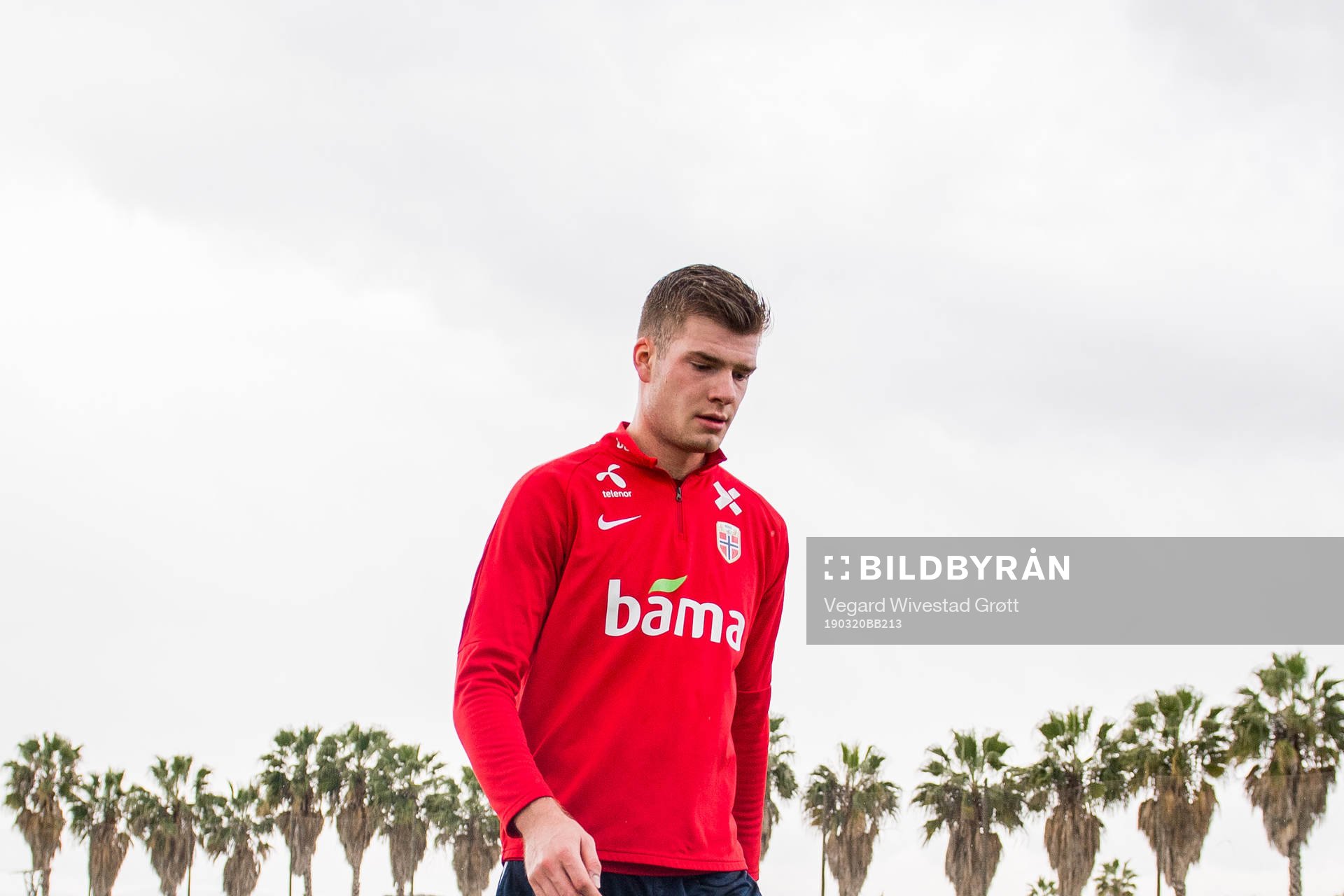 Alexander Sørloth of Norway after a training session on March 20, 2019 in Oliva.