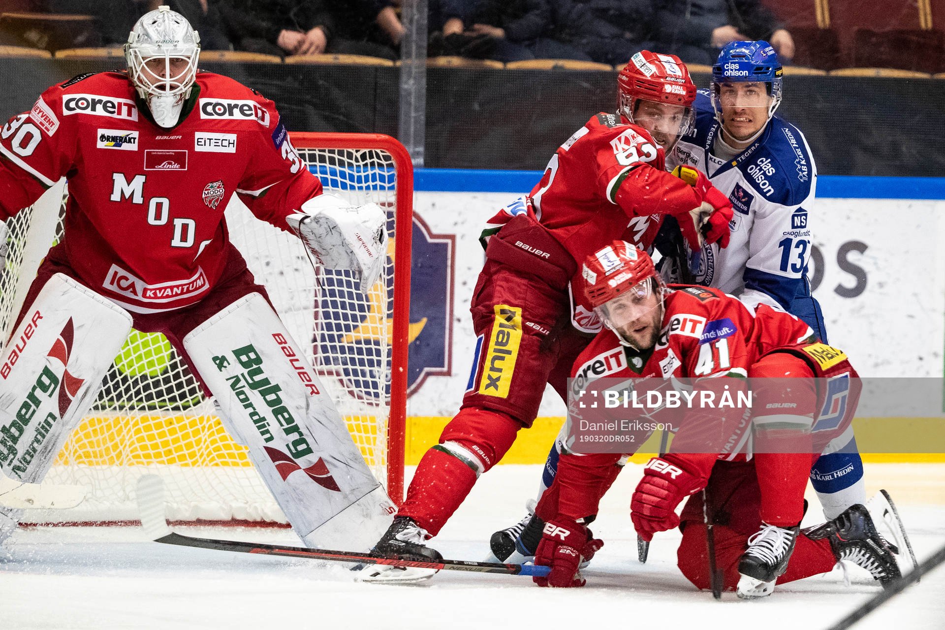 Modos målvakt Linus Lundin och Tommy Enström och Oscar