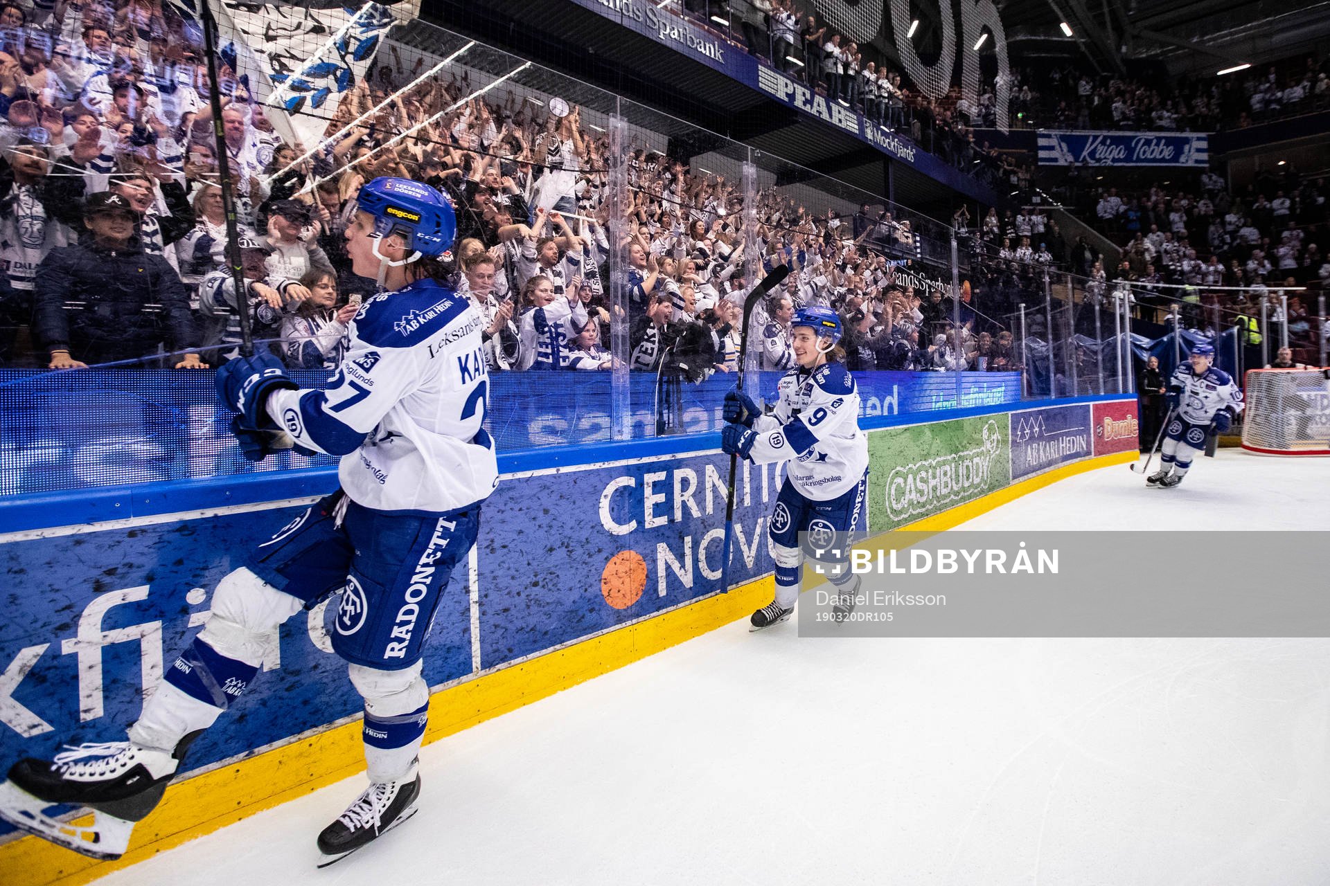 Leksands Anton Karlsson och Marcus Karlberg   jublar