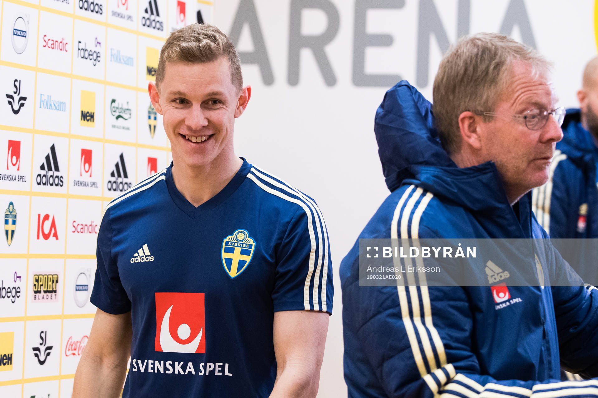 Emil Krafth and scout Lasse Jacobsson of Sweden