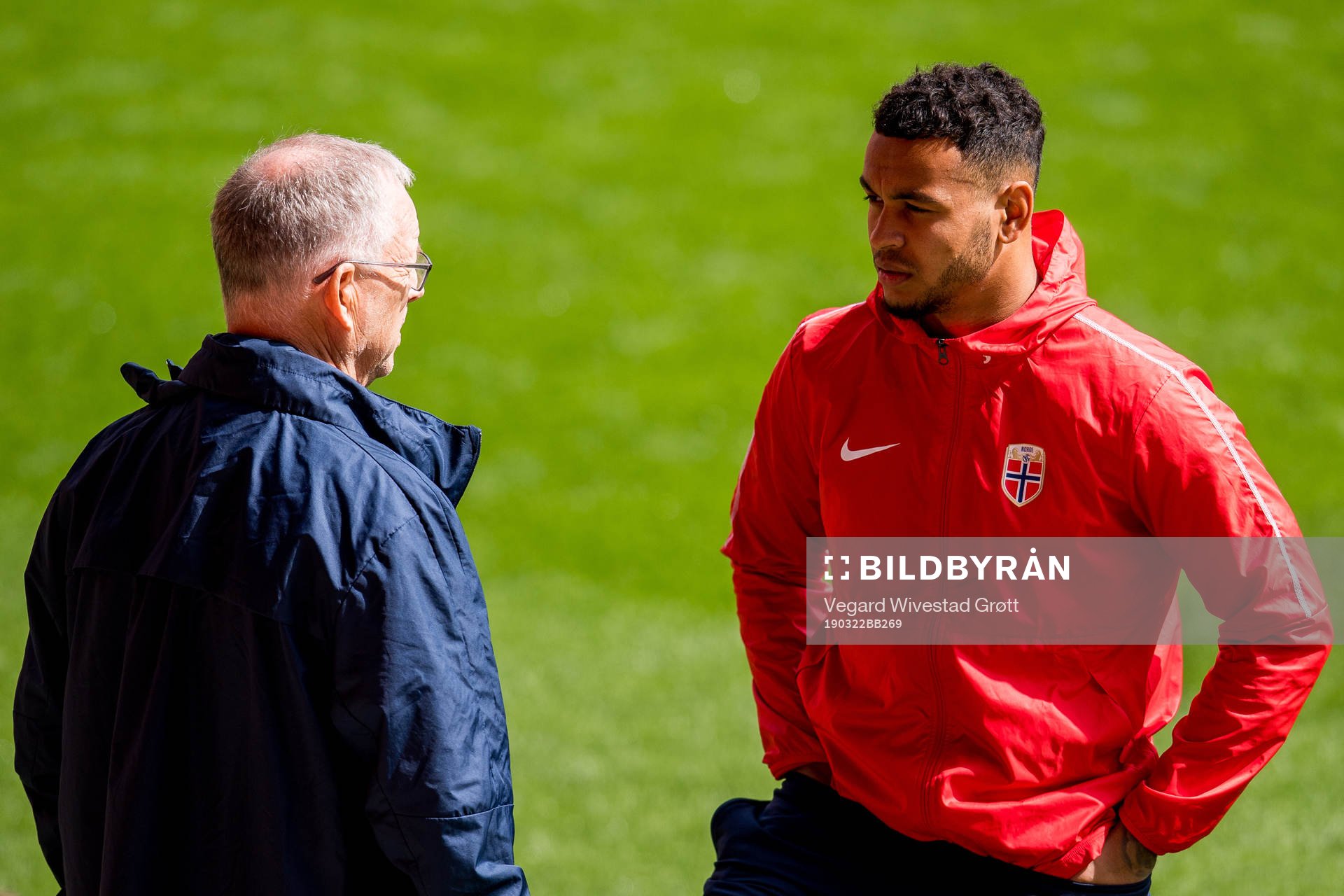 Lars Lagerbäck, head coach of Norway, and Joshua King