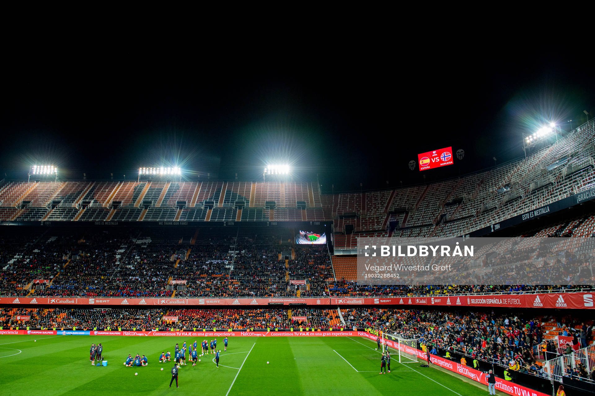 General view of Estadio Mestalla during a training session on March 22, 2019 in Valencia.
