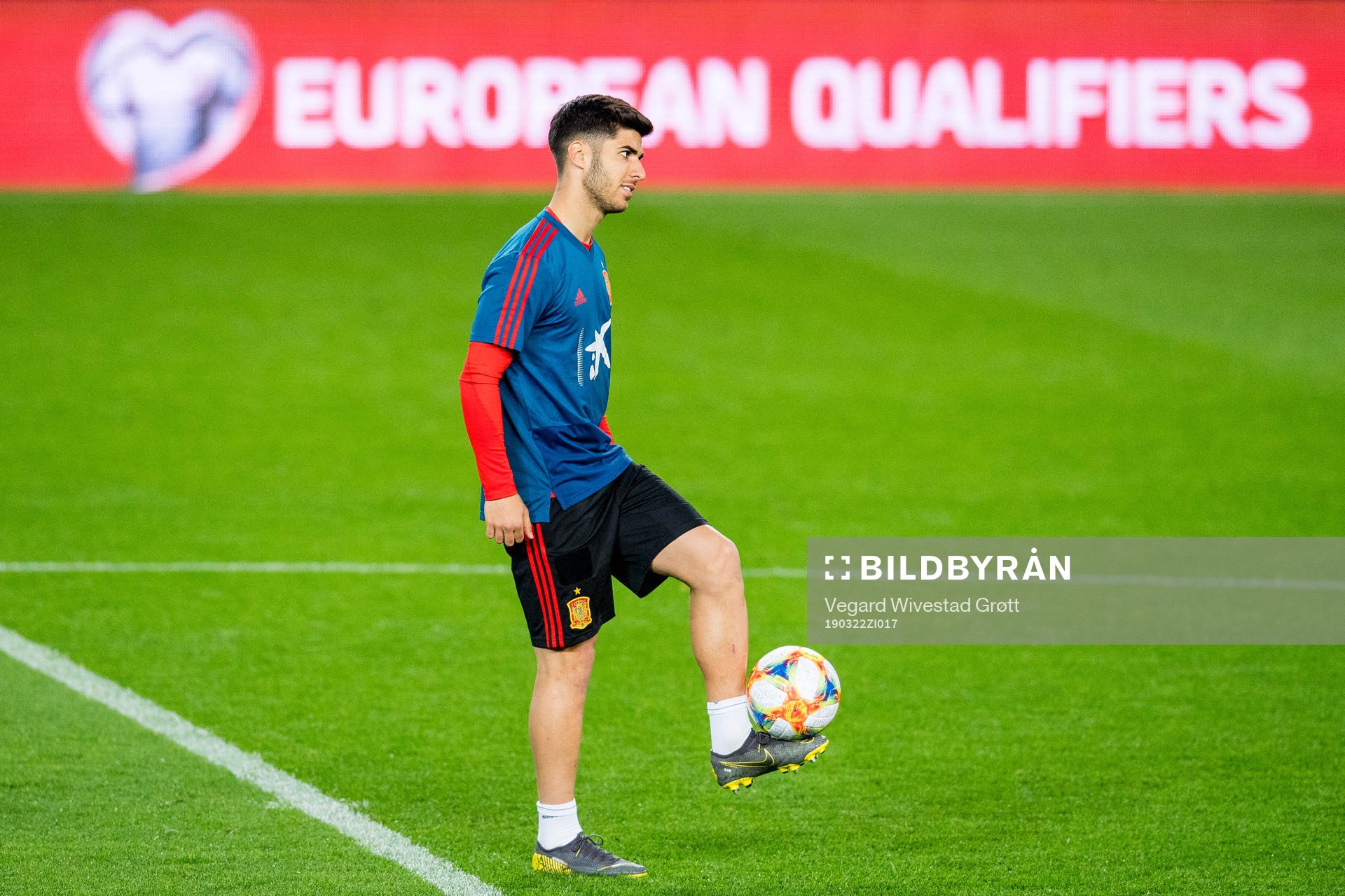 Marco Asensio of Spain during a training session on March 22, 2019 in Valencia.