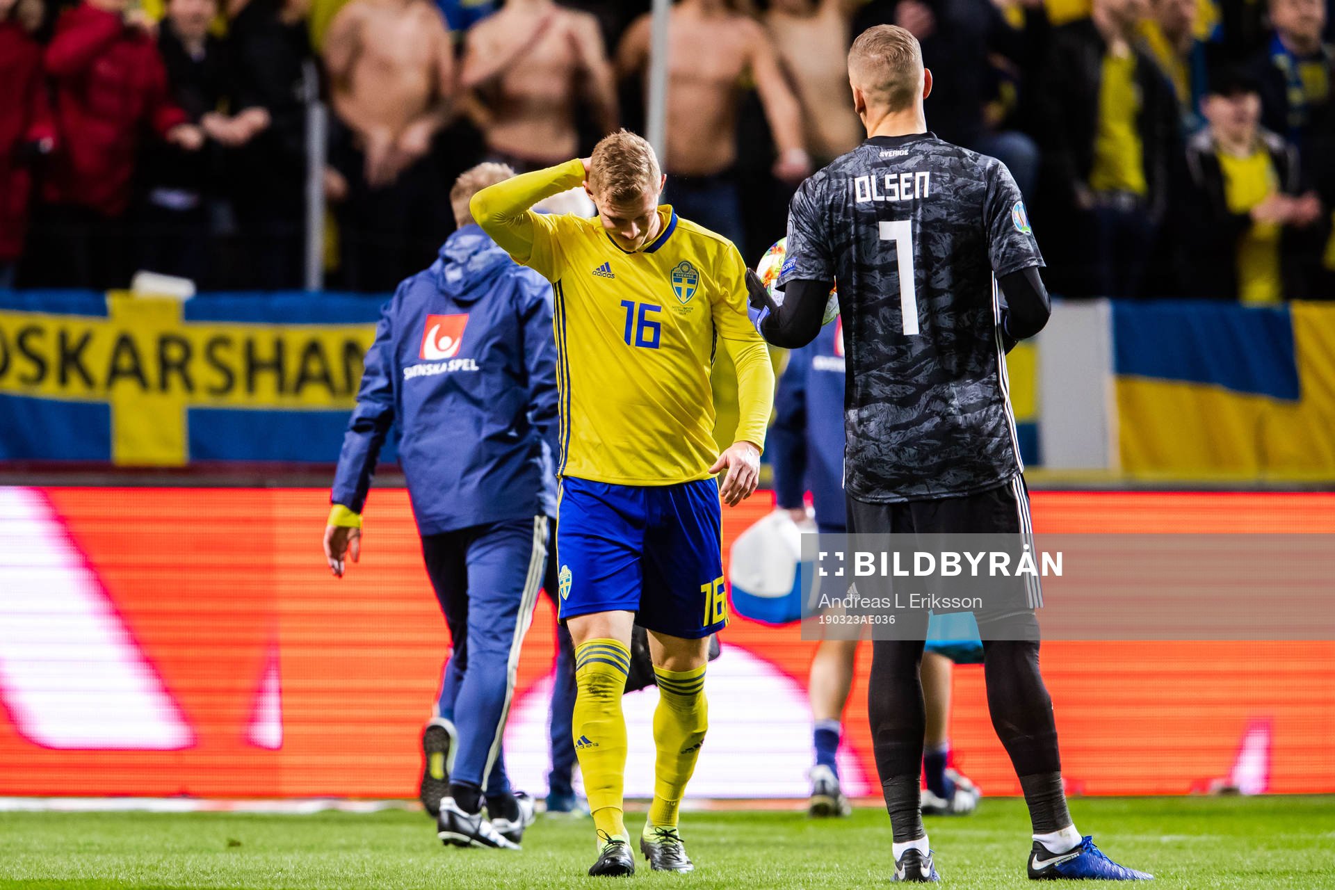 Emil Krafth of Sweden in pain