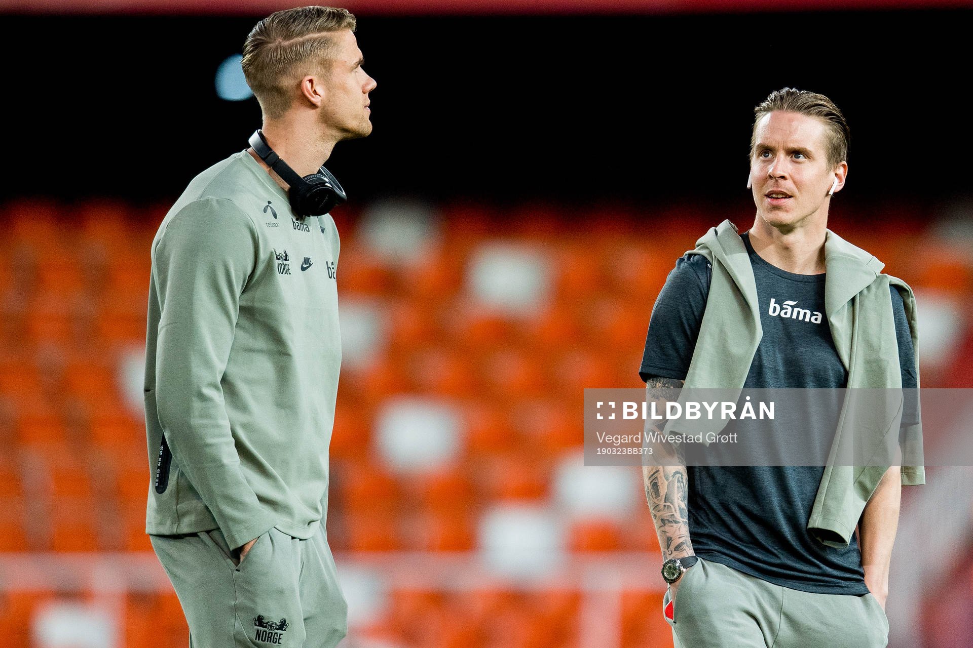 Kristoffer Ajer and Stefan Johansen of Norway