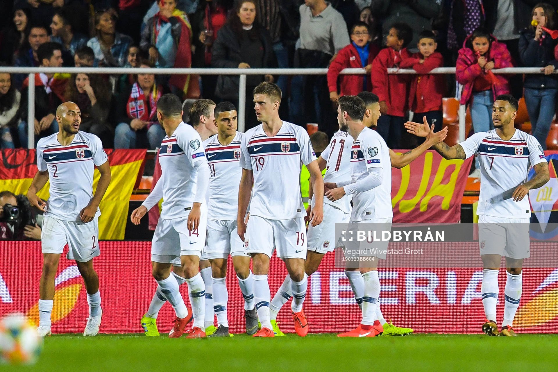 Joshua King of Norway celebrates with teammates