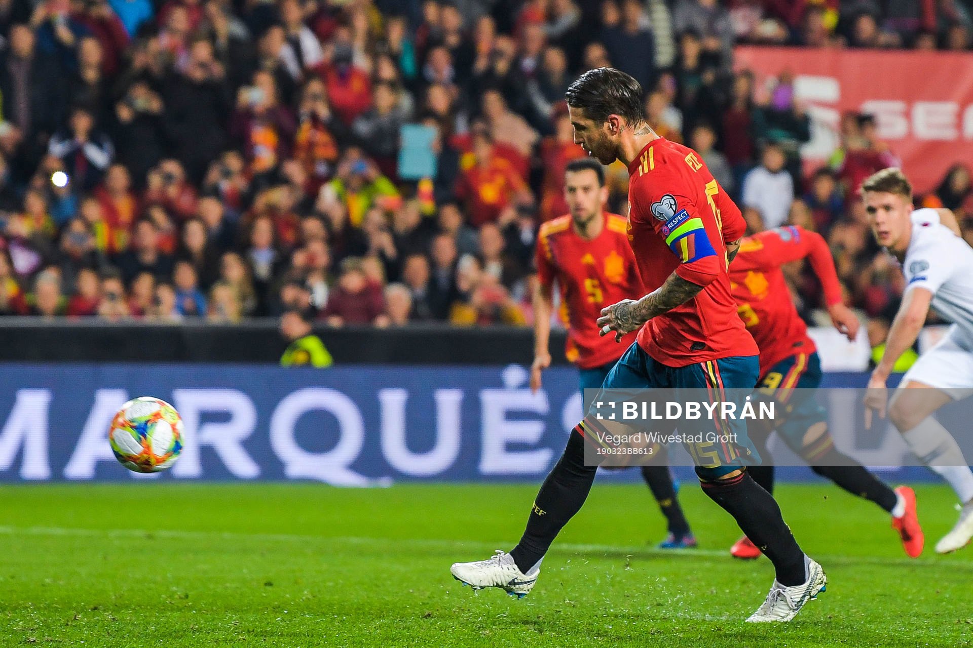 Sergio Ramos of Spain scores 2-1