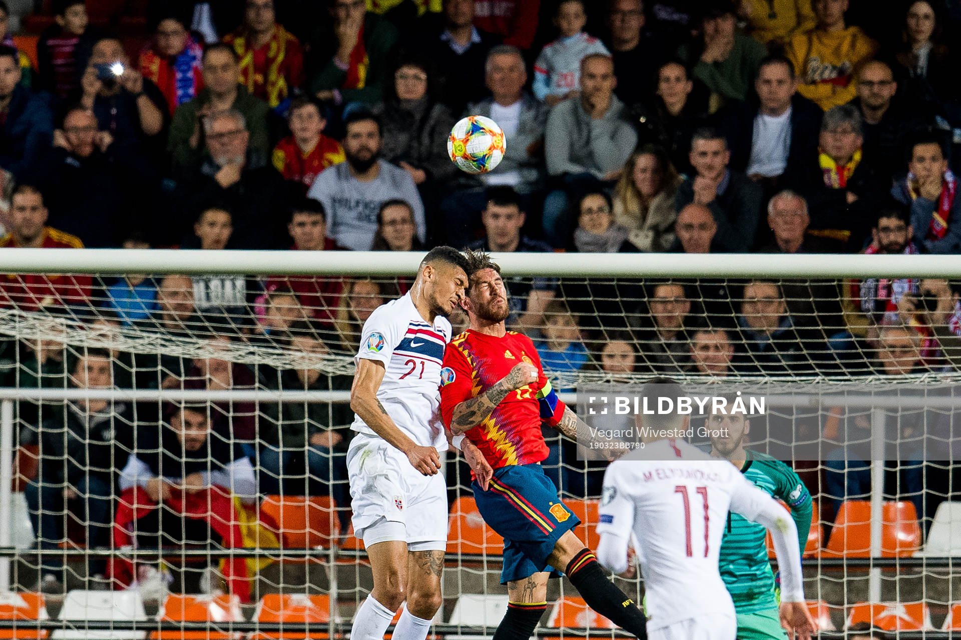 Bjørn Maars Johnsen of Norway and Sergio Ramos of Spain