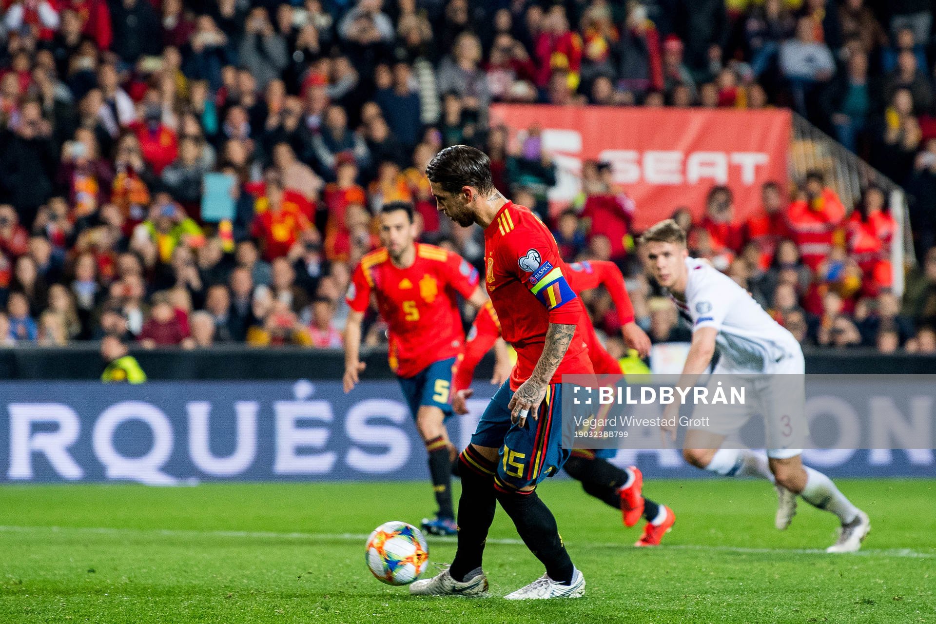 Sergio Ramos of Spain scores 2-1