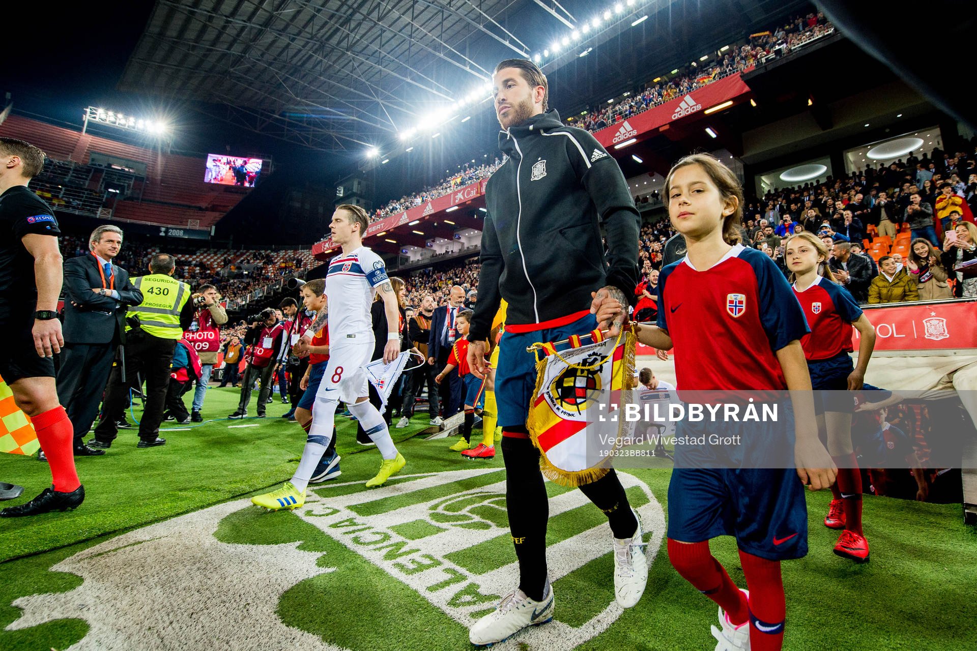 Stefan Johansen of Norway and Sergio Ramos of Spain