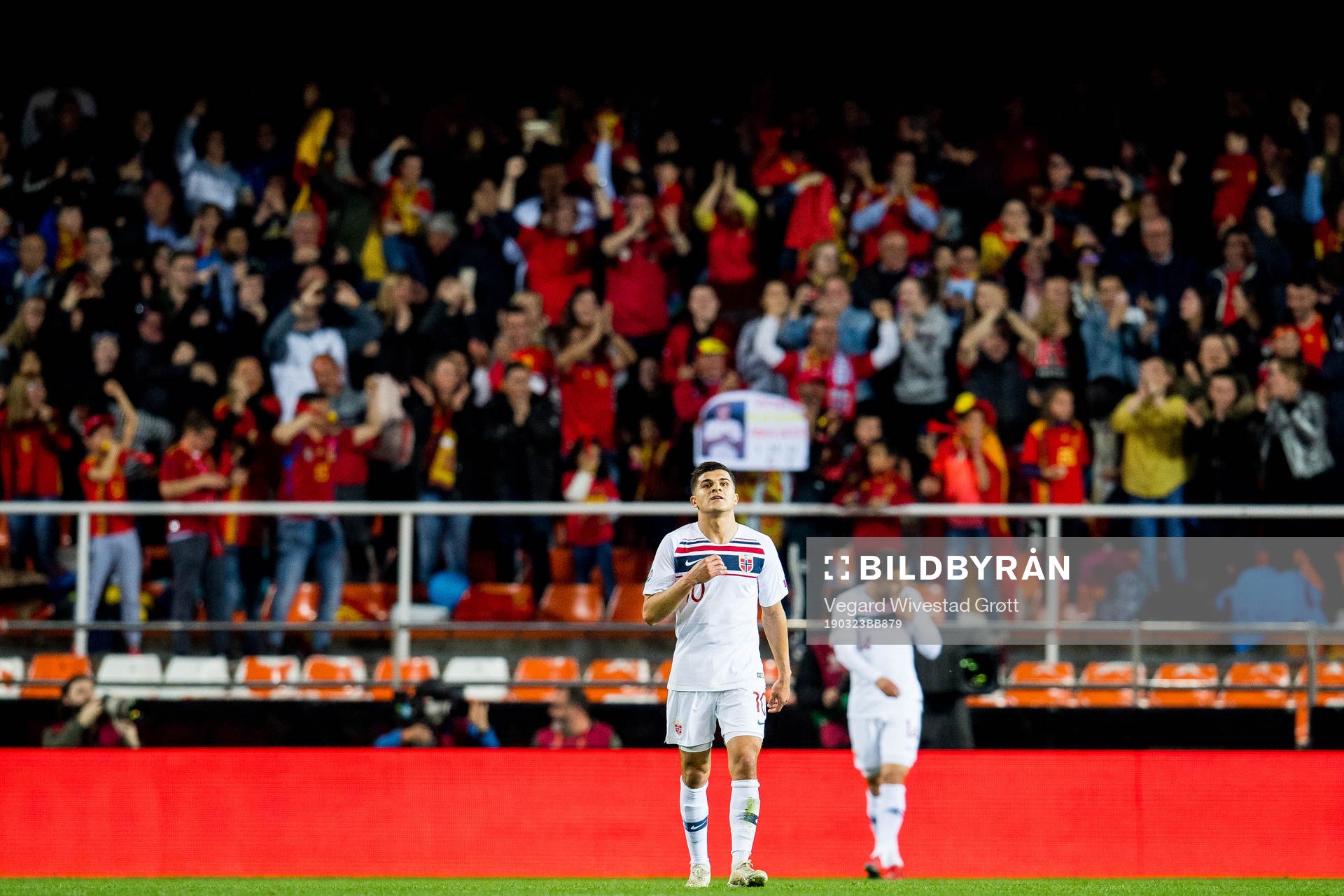Tarik Elyounoussi of Norway looks dejected
