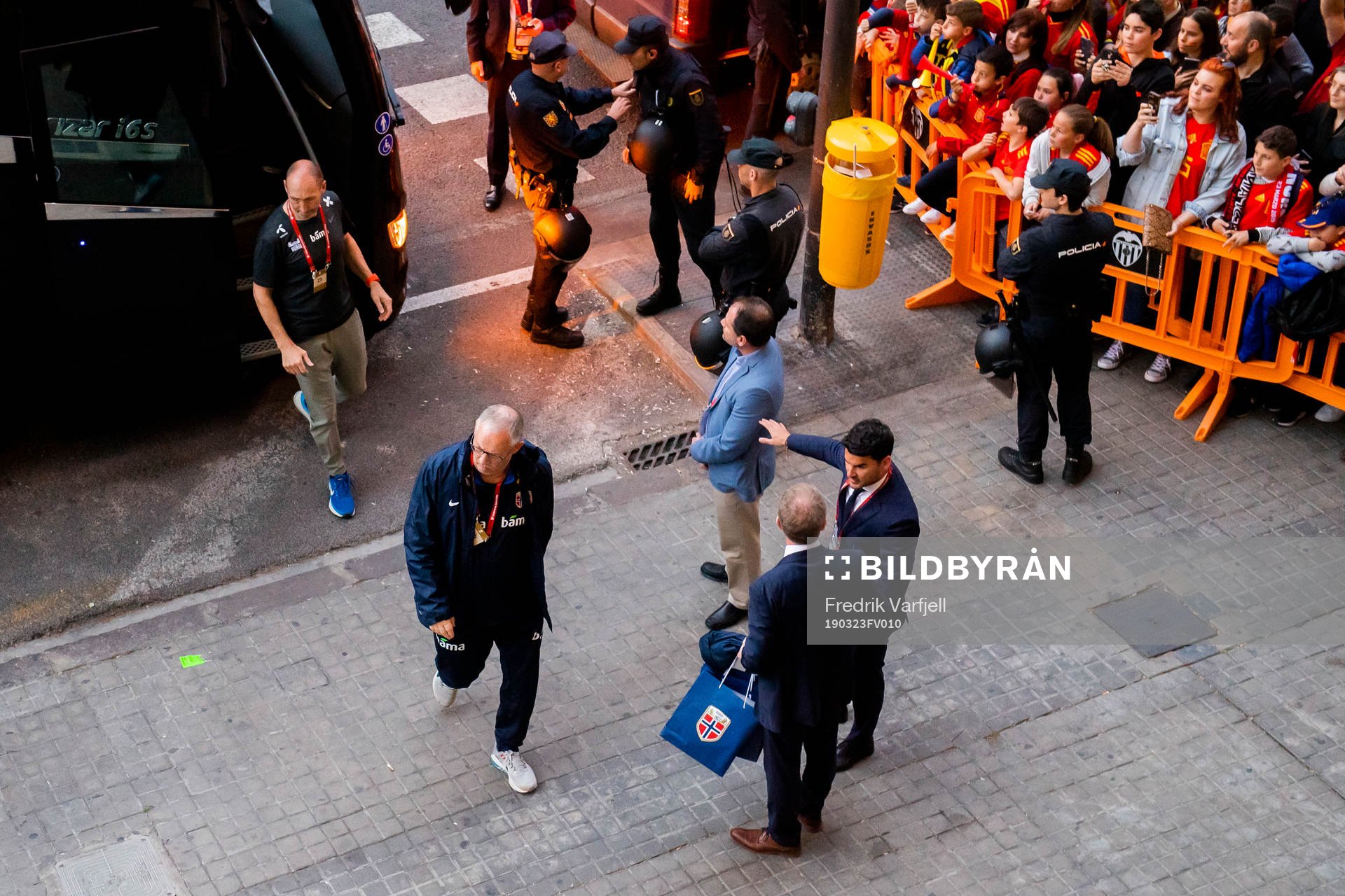 Lars Lagerbäck, head coach of Norway, arrives the stadium