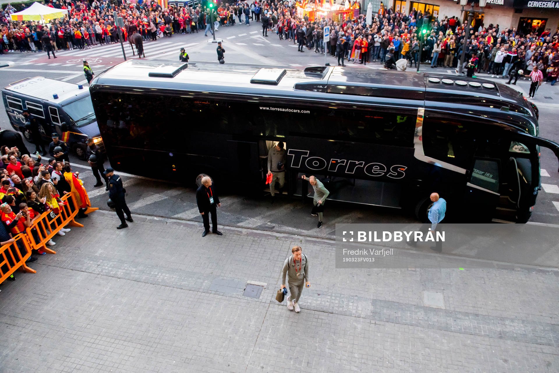 Jonas Svensson of Norway arrives the stadium