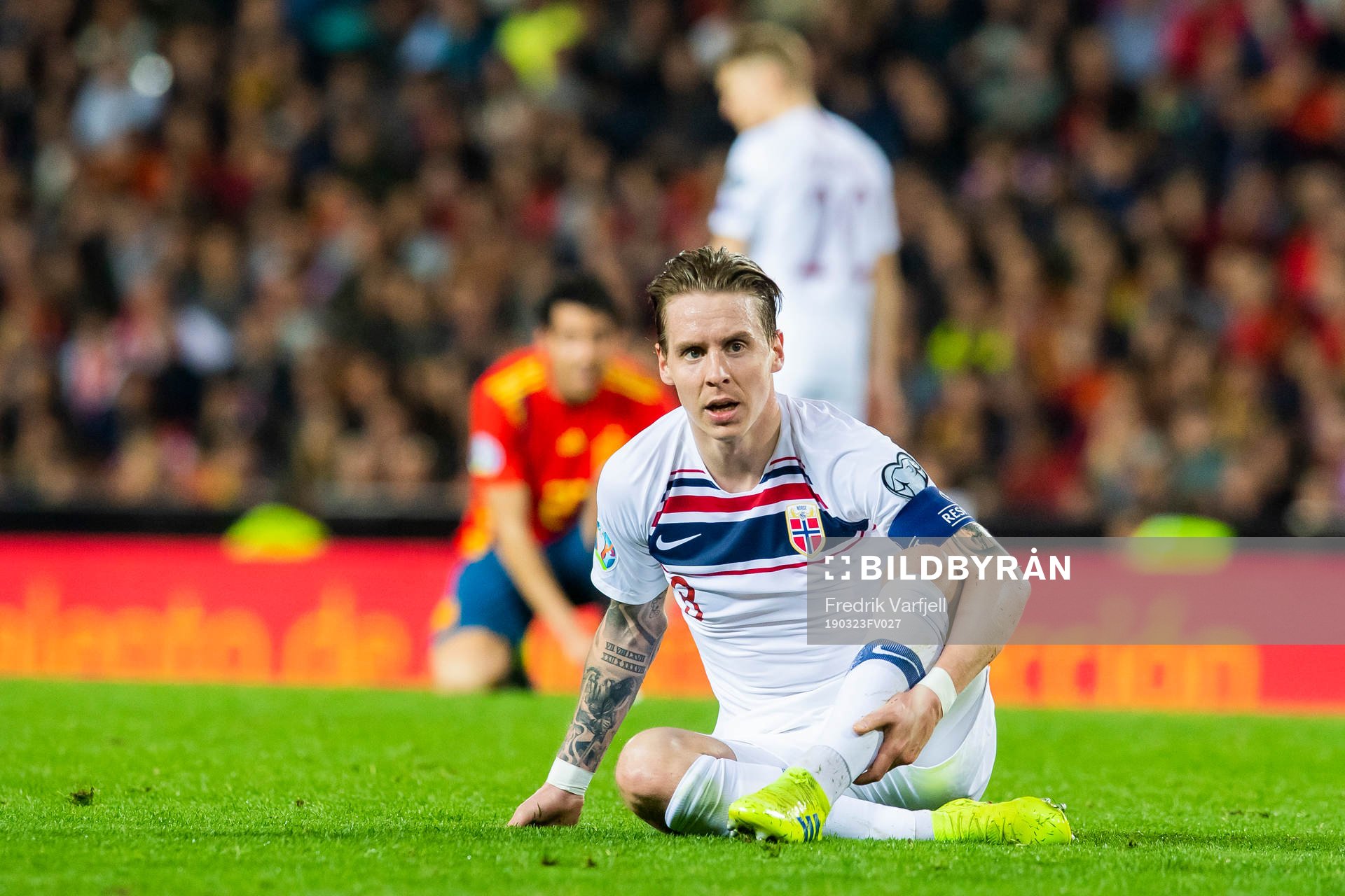 Stefan Johansen of Norway looks dejected