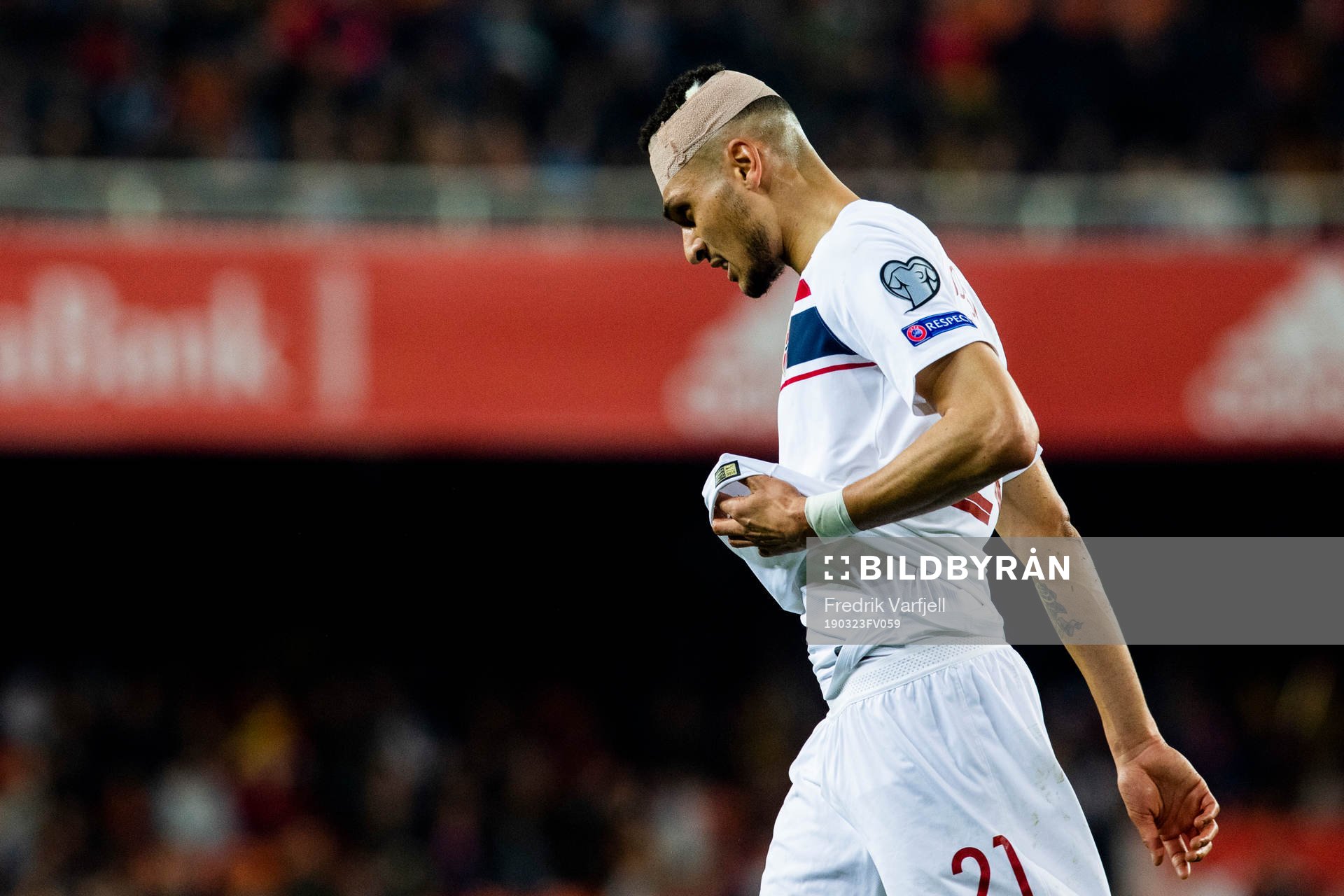 Bjørn Maars Johnsen of Norway with an injury
