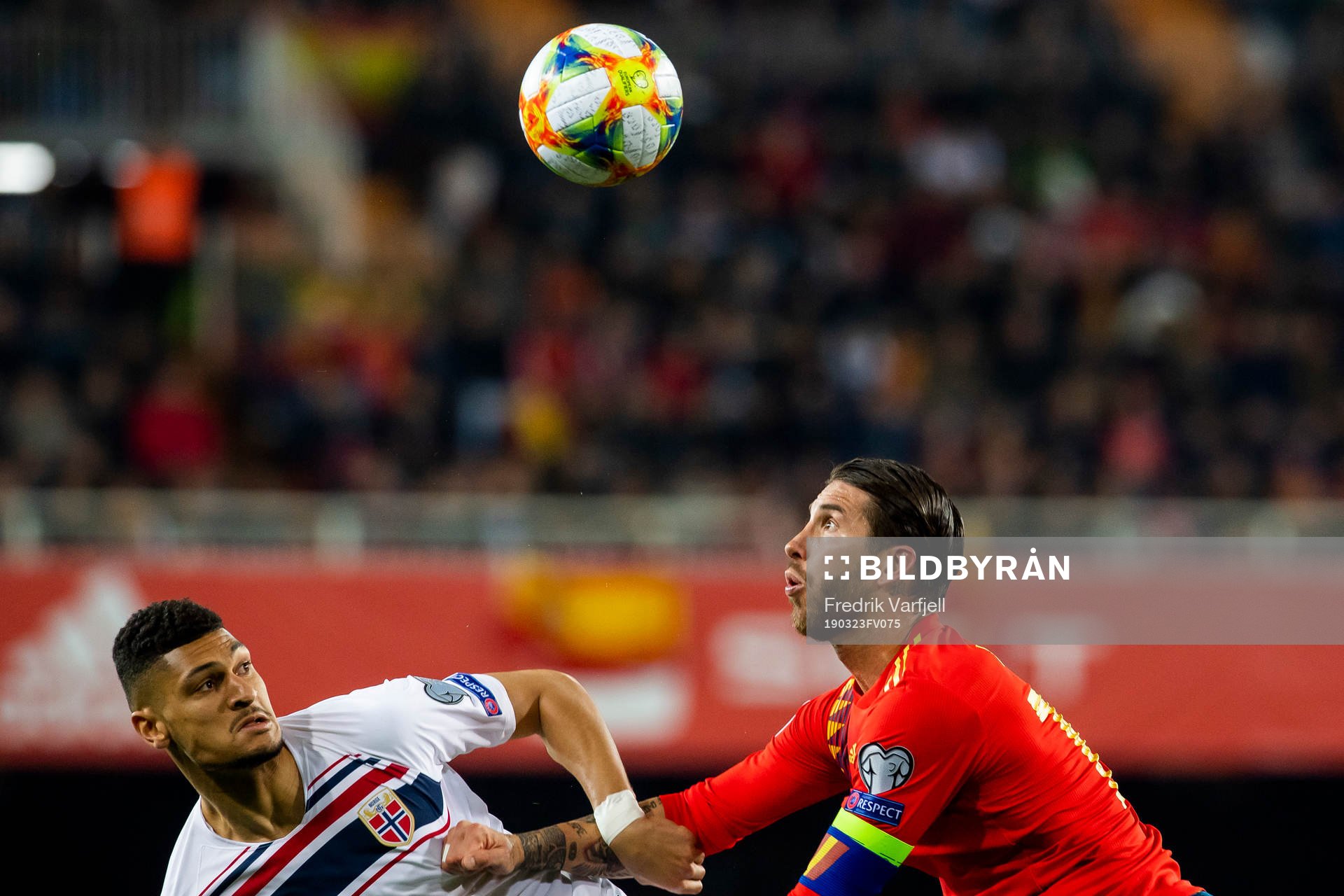 Bjørn Maars Johnsen of Norway and Sergio Ramos of Spain