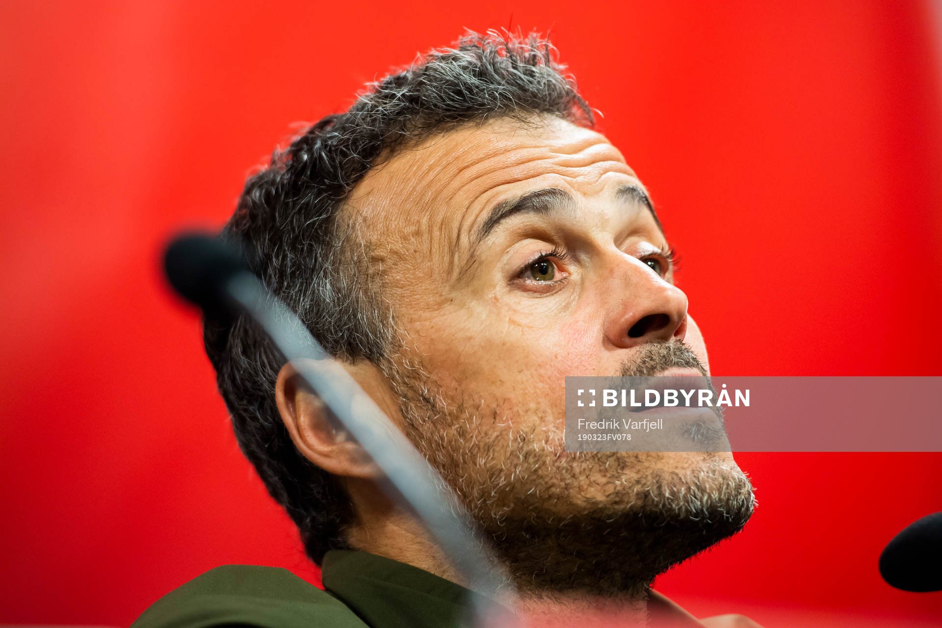 Luis Enrique, head coach of Spain, during a press conference after the UEFA Euro Qualifier football match between Spain and Norway on March 23, 2019 in Valencia.