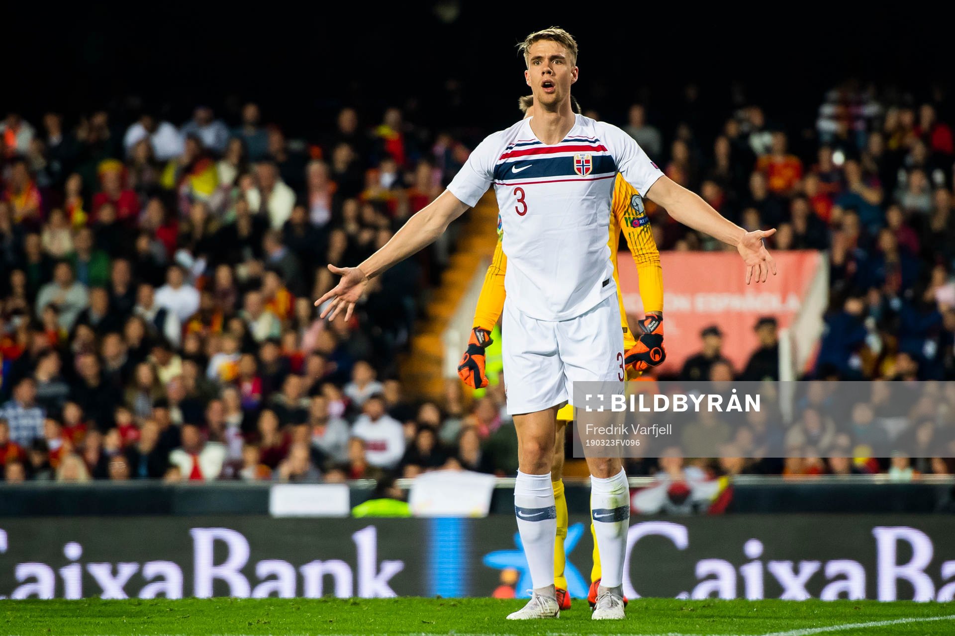 Kristoffer Ajer of Norway reacts