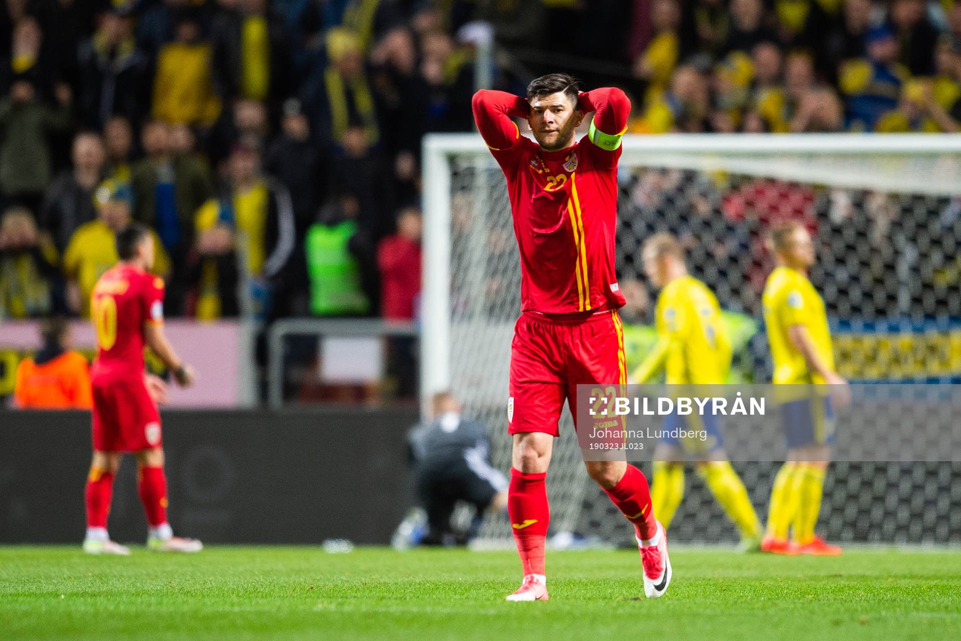 Cristian Sapunaru of Romania looks dejected