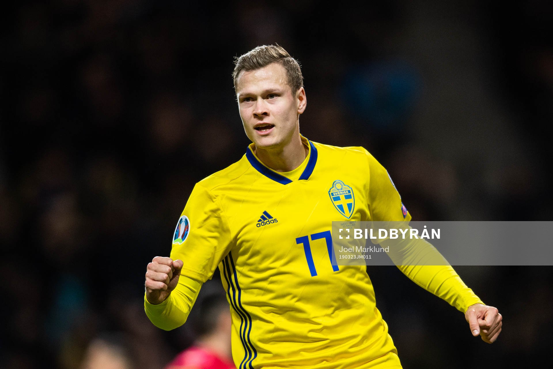 Viktor Claesson of Sweden celebrates scoring 2-0
