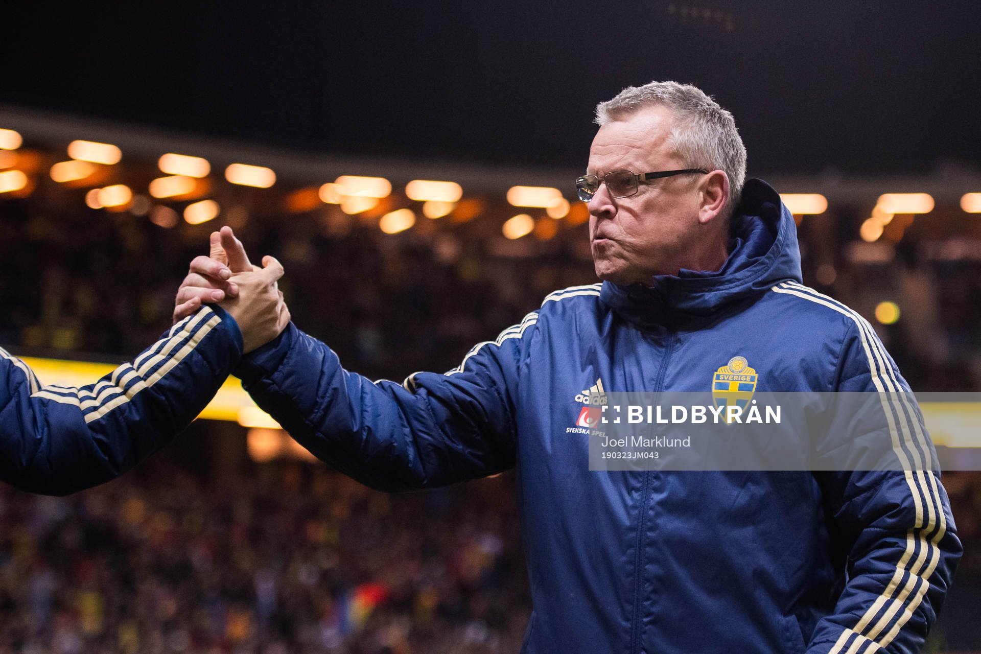 Head coach Janne Andersson of Sweden celebrates