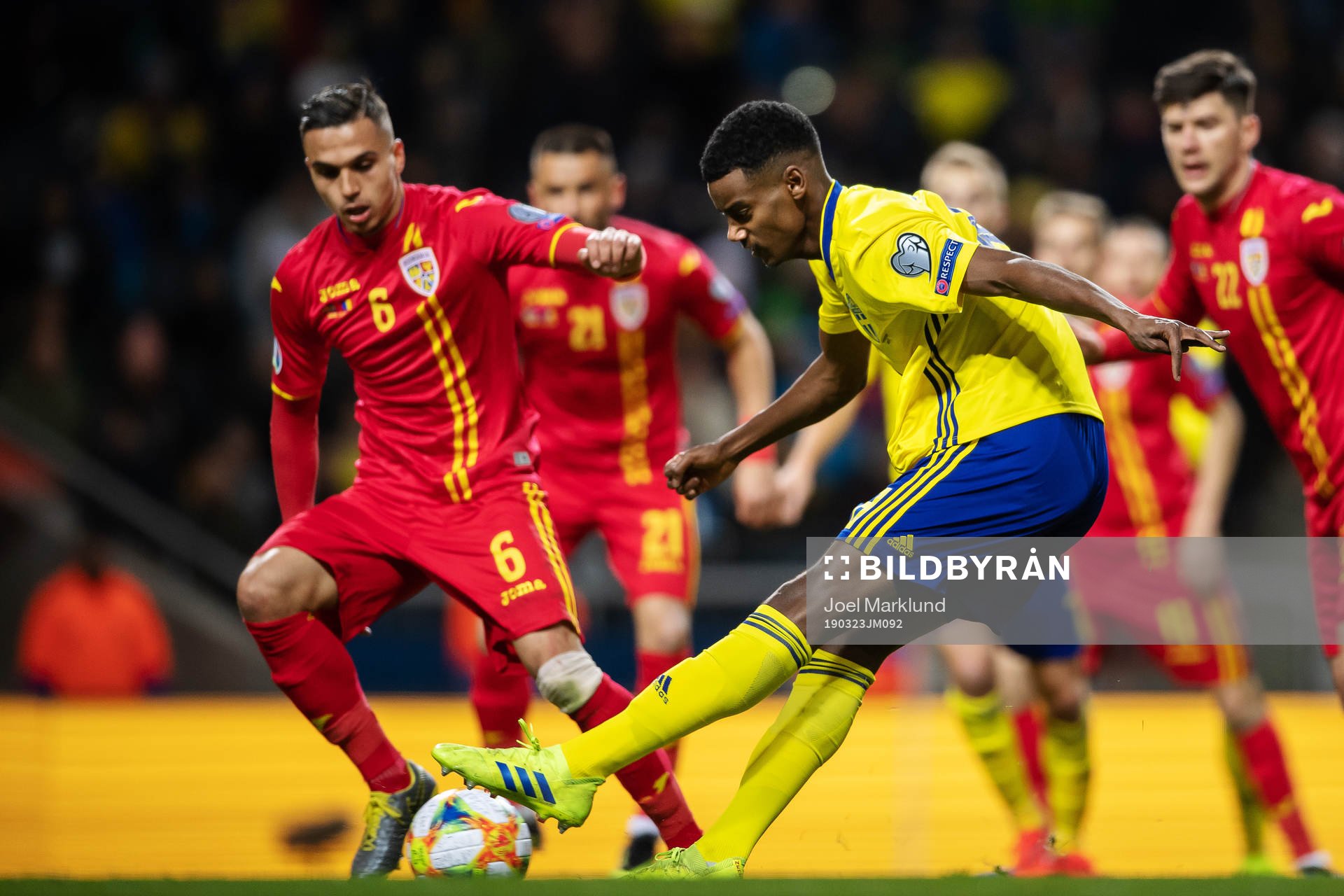 Alexander Isak of Sweden shoots