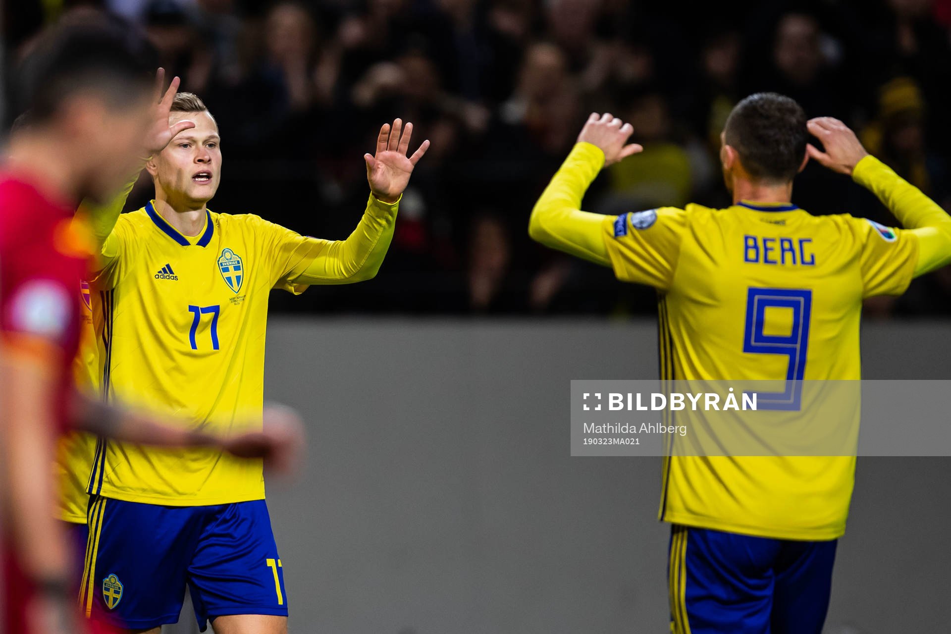 Viktor Claesson and Marcus Berg of Sweden celebrates