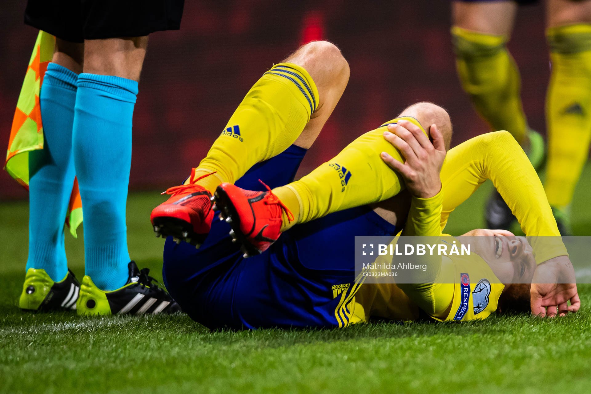 Viktor Claesson of Sweden is in pain