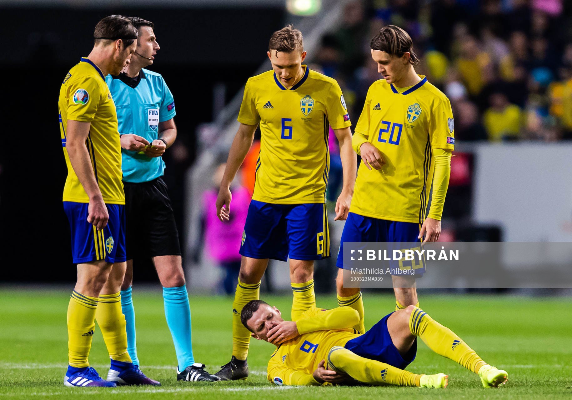 Marcus Berg of Sweden in pain