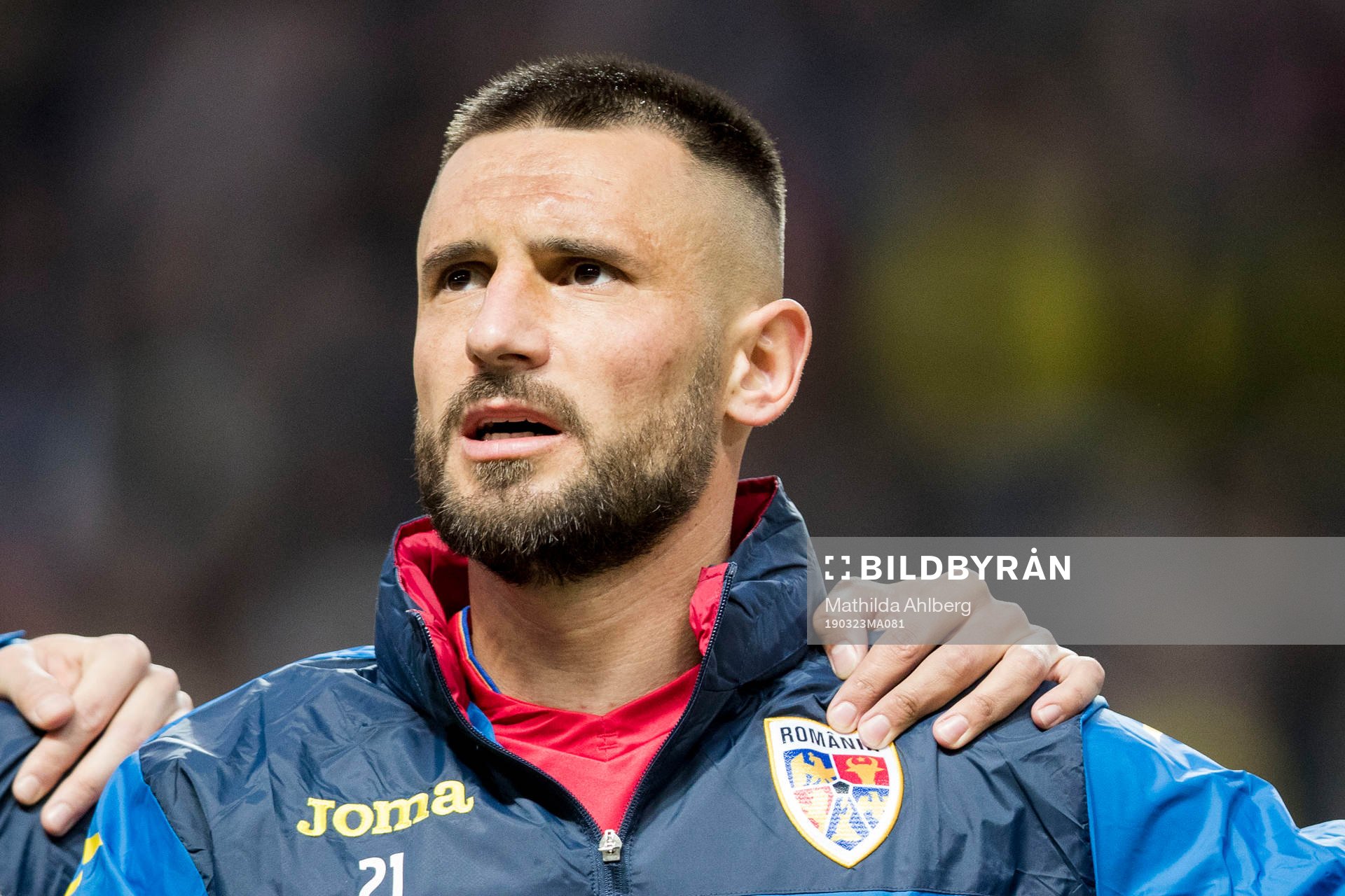 Dragos Grigore of Romania ahed of the UEFA Euro Qualifier