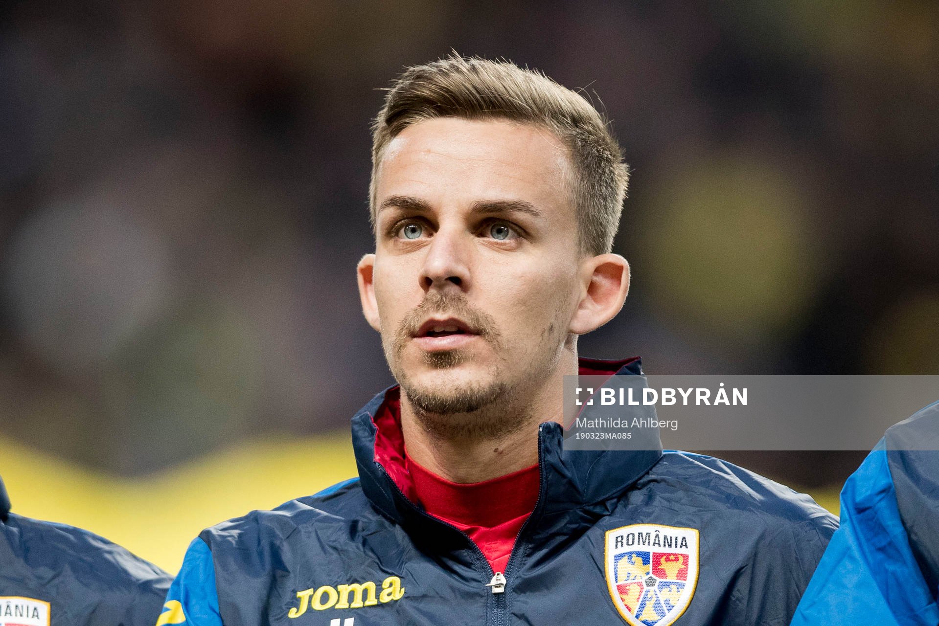 Nicusor Bancu of Romania ahed of the UEFA Euro Qualifier