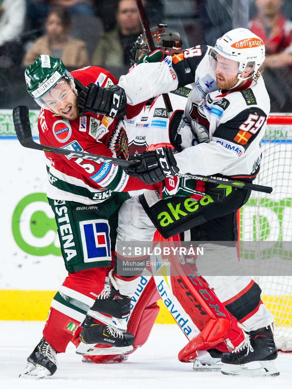 Frölundas Mats Rosseli Olsen och Malmö Redhawks Anton