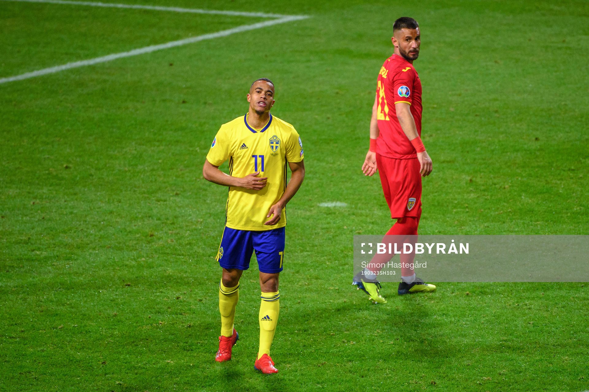 Robin Quaison of Sweden looks dejected