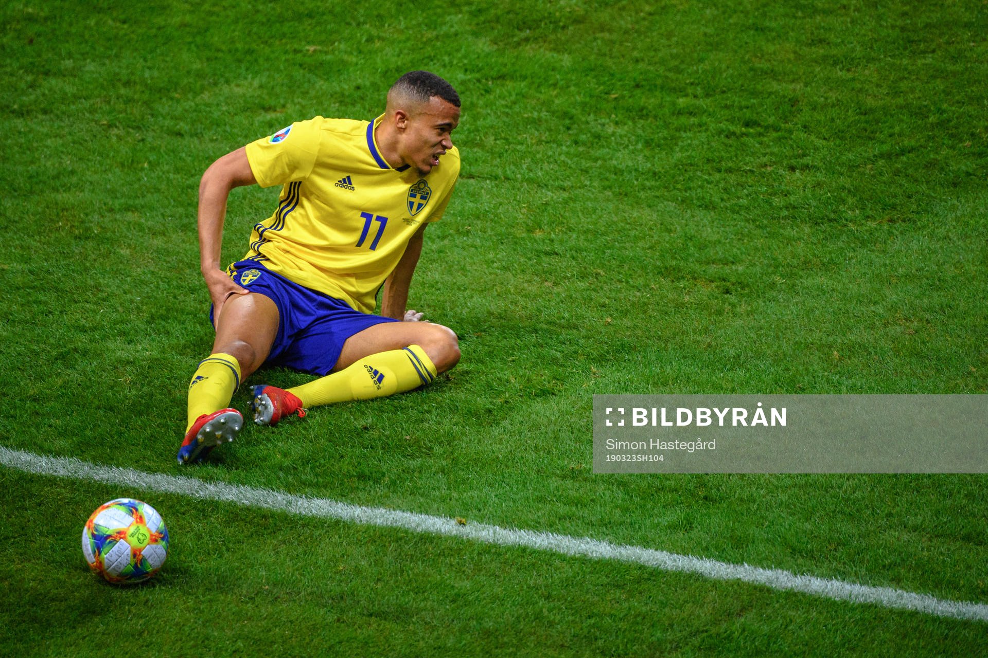 Robin Quaison of Sweden in pain