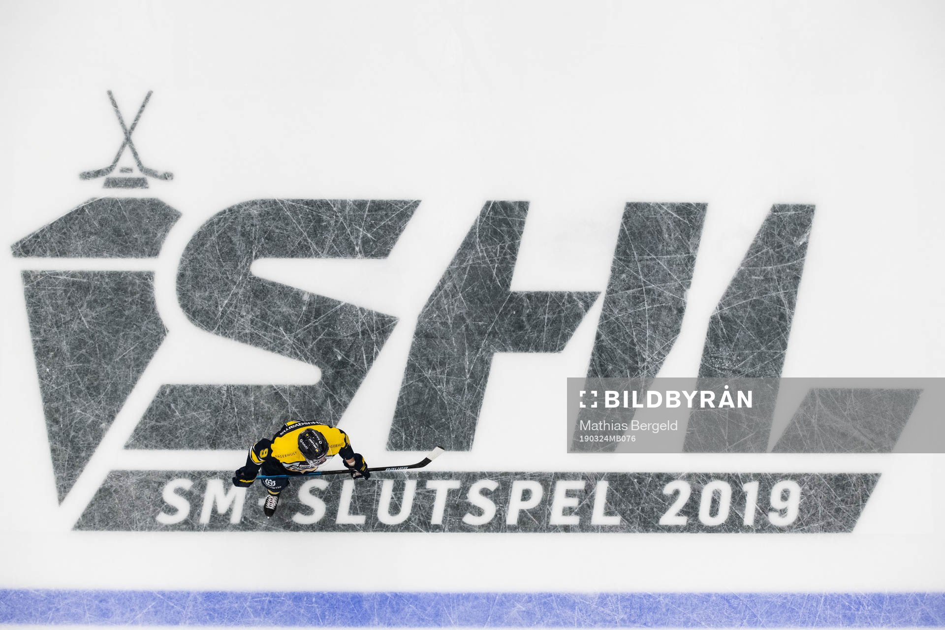 s Didrik Strömberg och logotypen för SHLs SM-Slutspel 2019