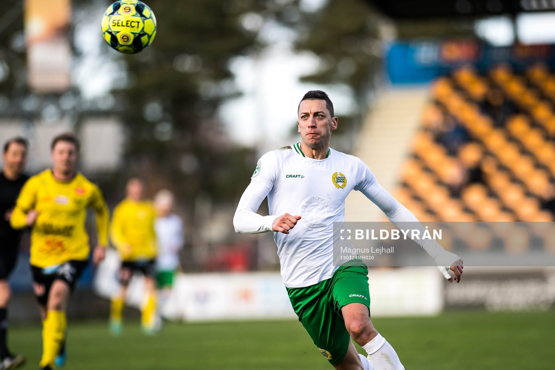 Hammarbys Nikola Djurdjic under träningsmatchen i fotboll mellan Mjällby och Hammarby den 24 mars 2019 i Mjällby.
